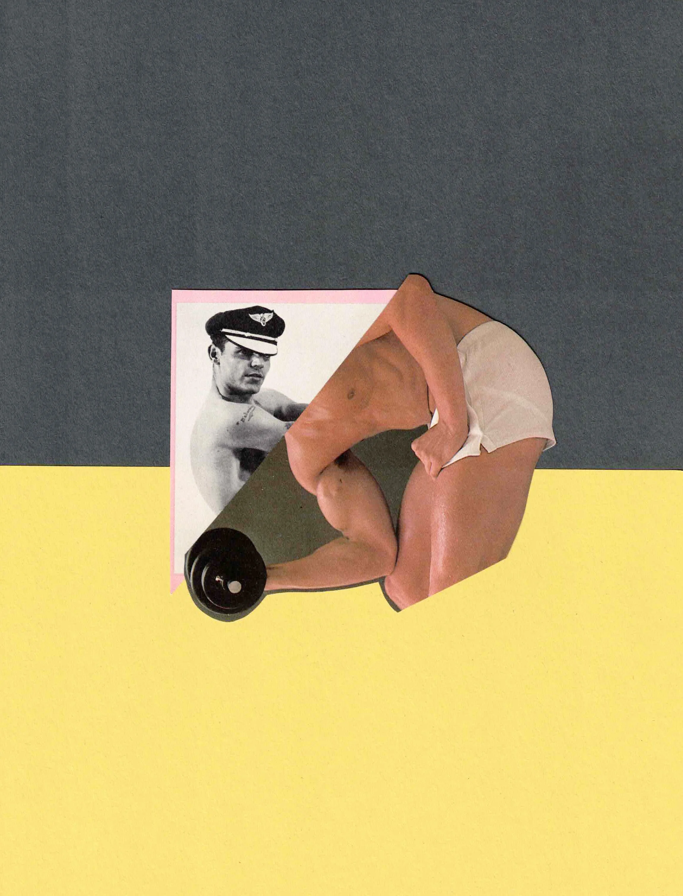 MONUMENT Collage, hand-cut found-image collage on wood panel, 9 × 12 inches.