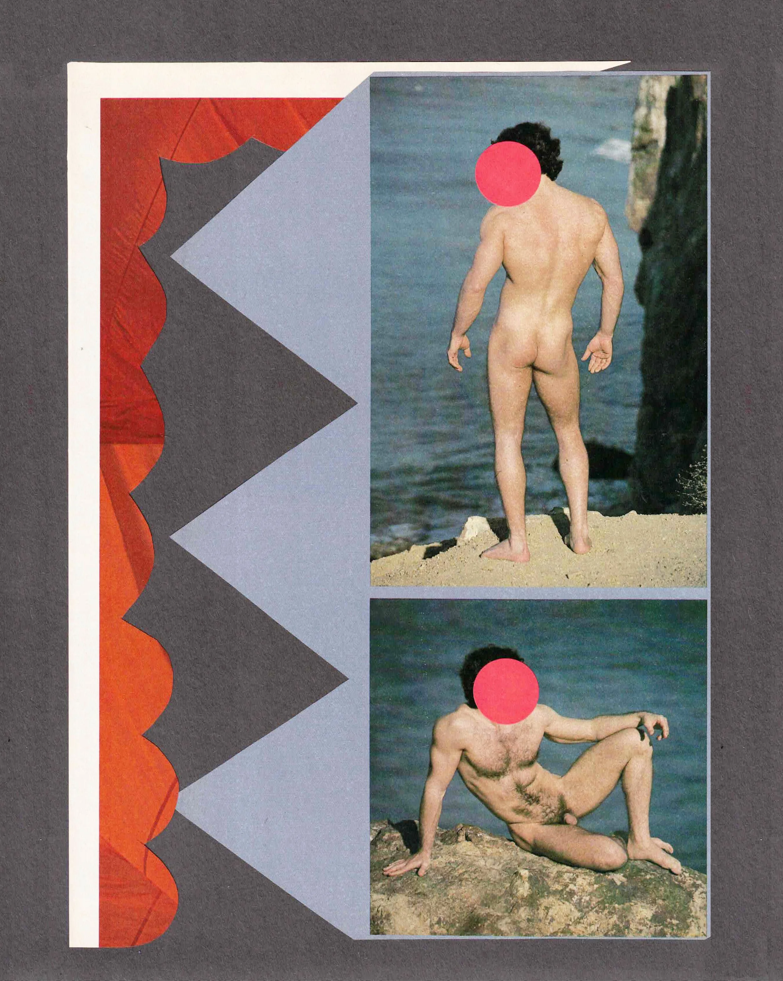 MONUMENT Collage, hand-cut found-image collage on wood panel, 9 × 12 inches.