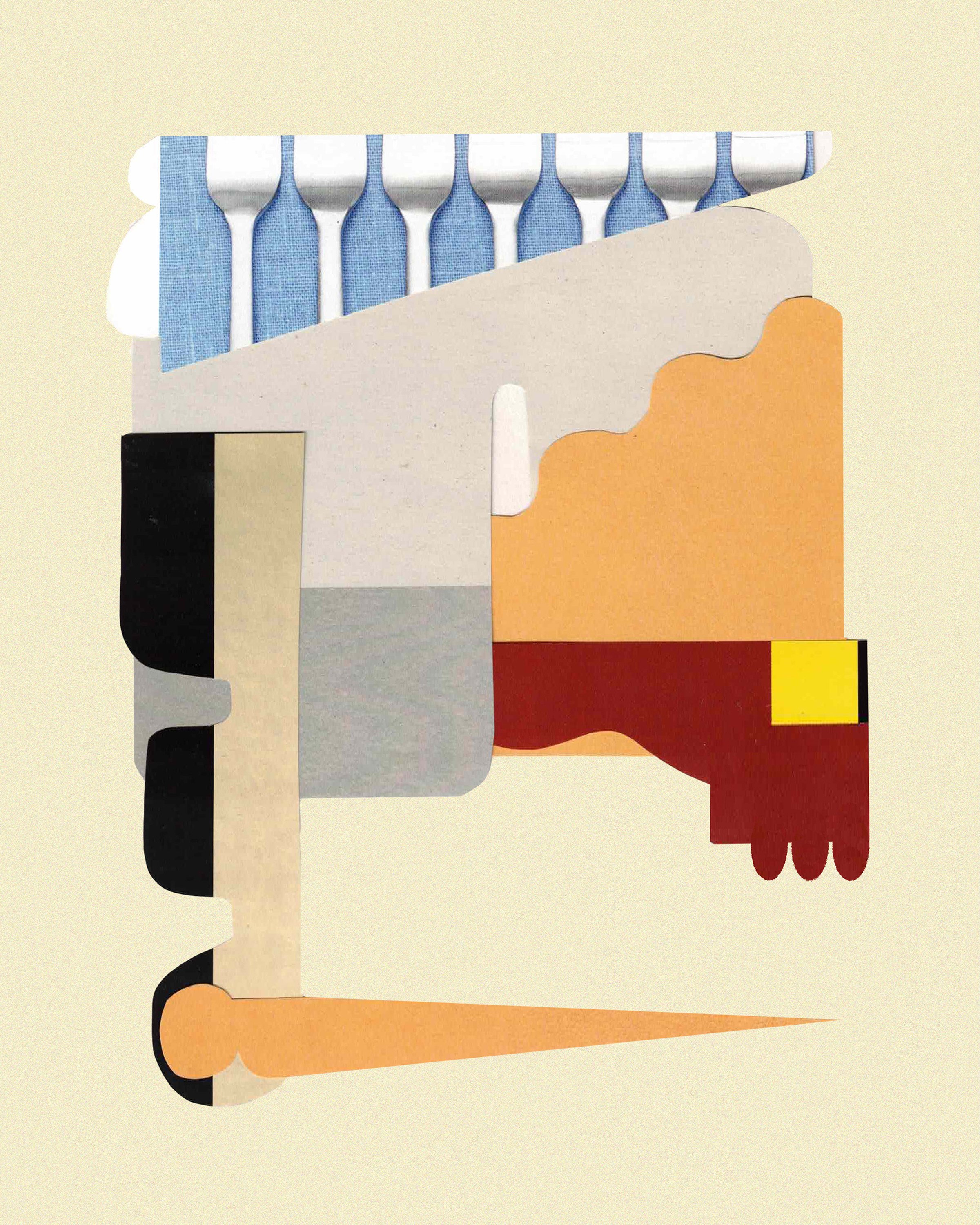 Hand-cut collage on paper
9 × 12 in