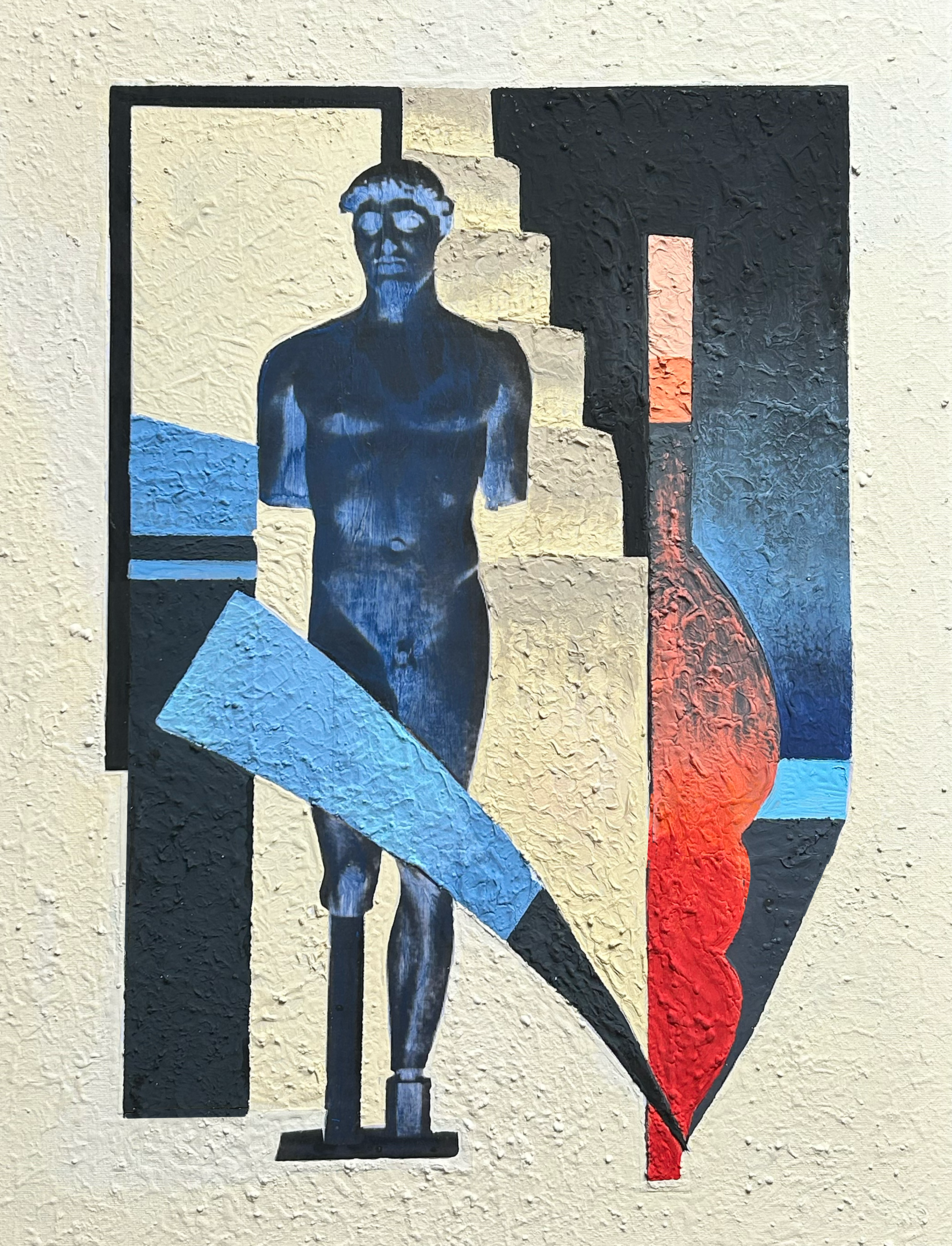 Untitled, 24"X18", water based glue, acrylics and plaster on canvas, 2025