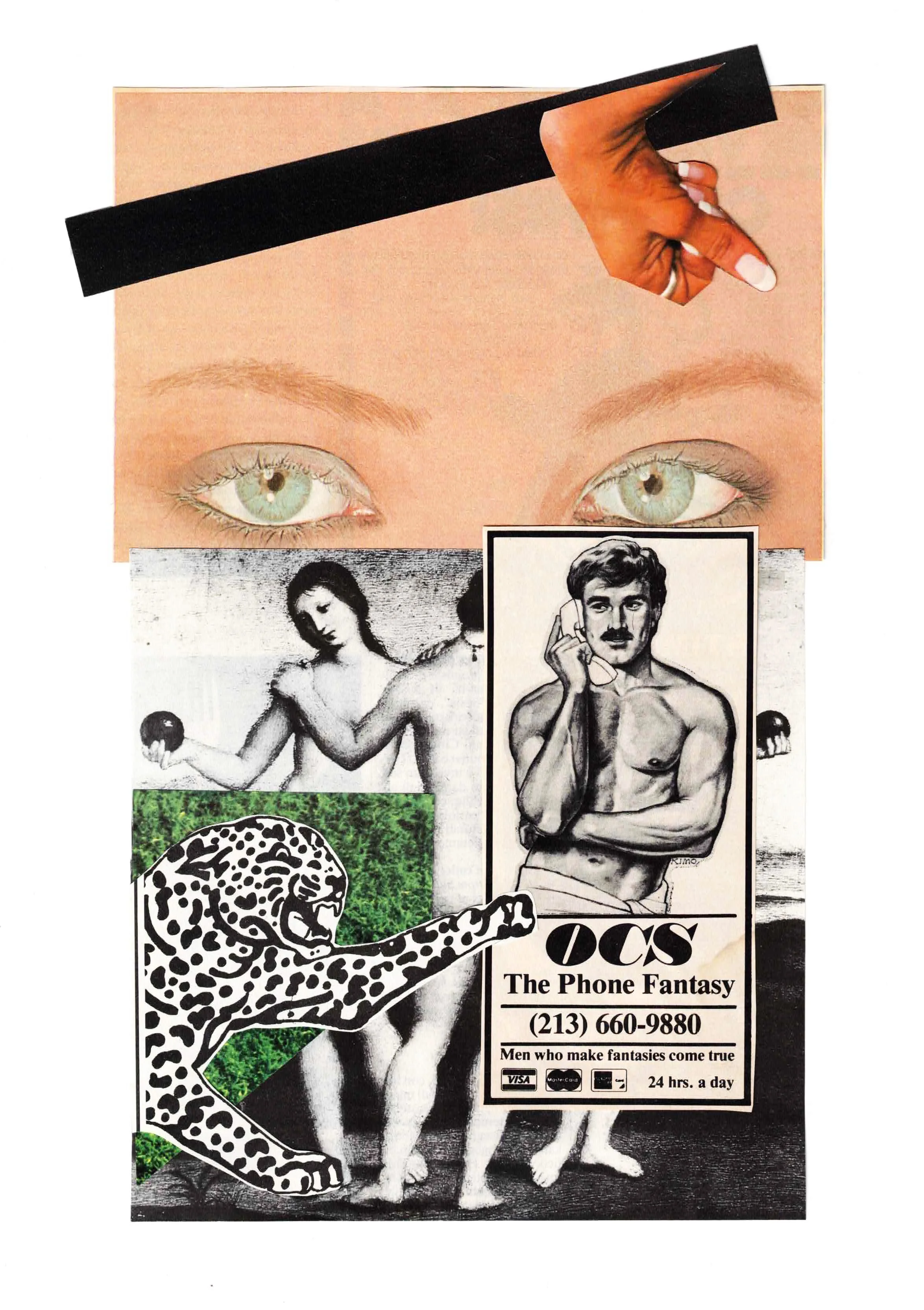 MONUMENT Collage, hand-cut found-image collage on wood panel, 9 × 12 inches.