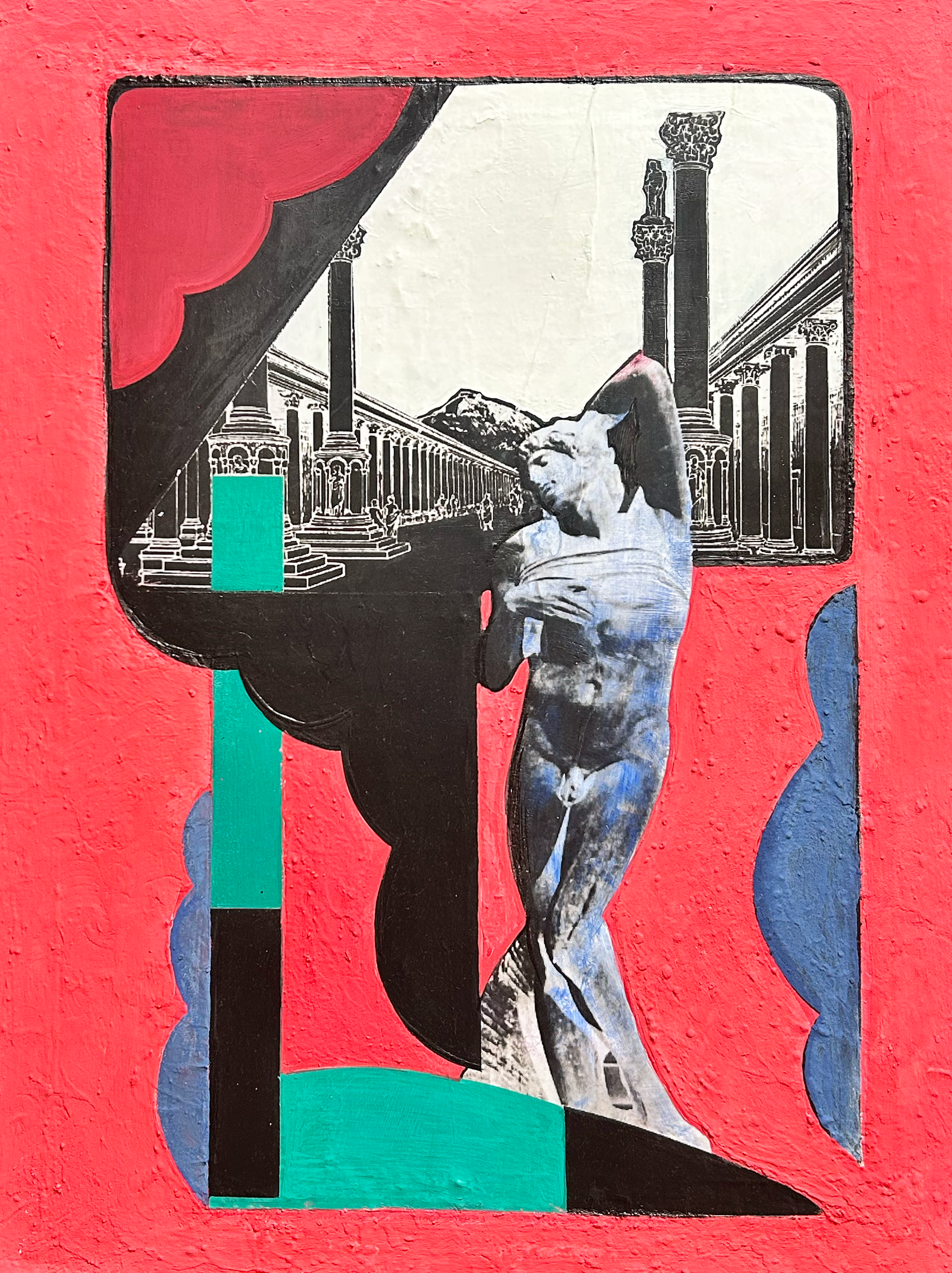 Untitled, 24"X18", water based glue, acrylics and plaster on canvas, 2025