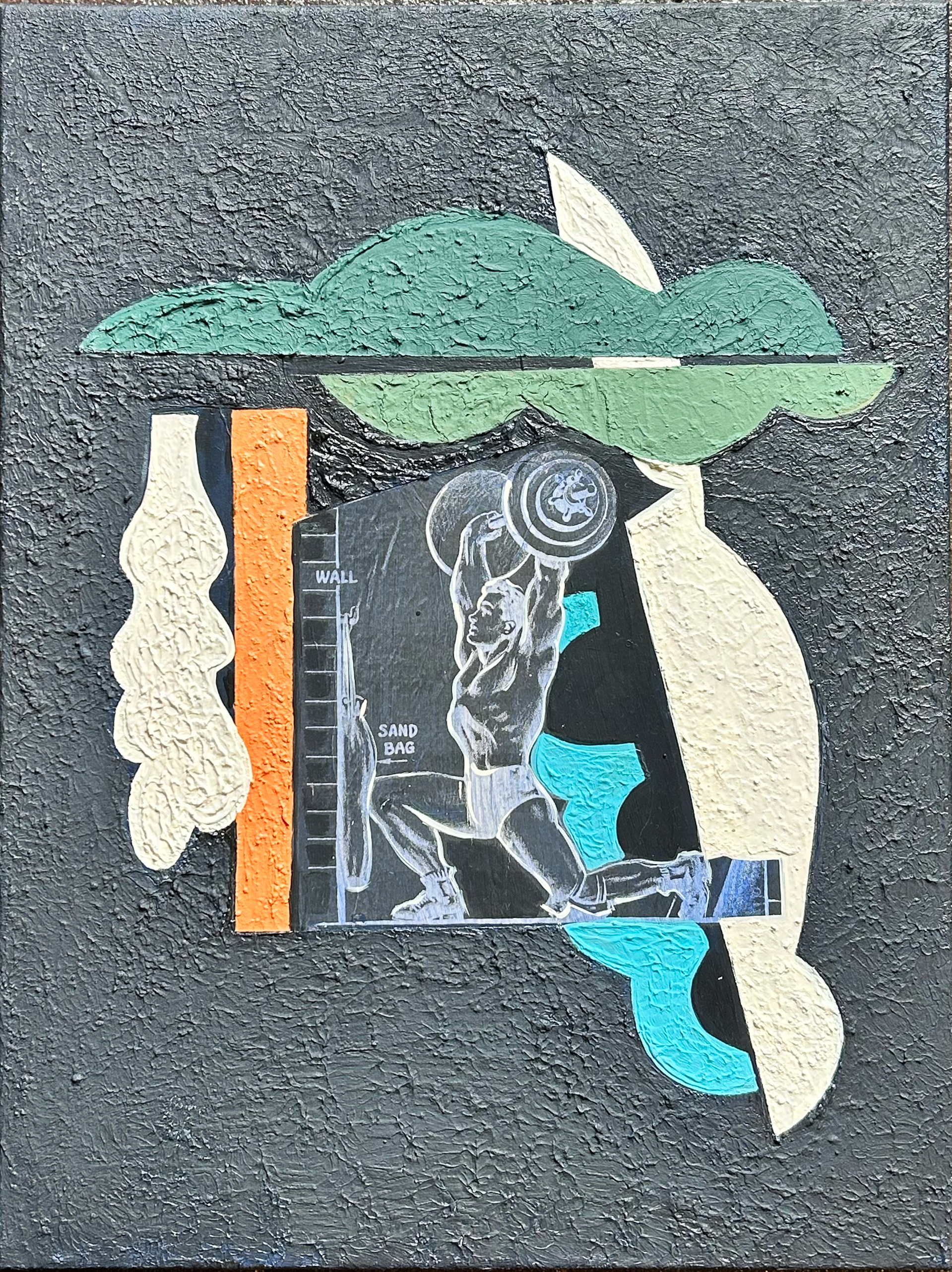 Untitled, 24"X18", water based glue, acrylics and plaster on canvas, 2025