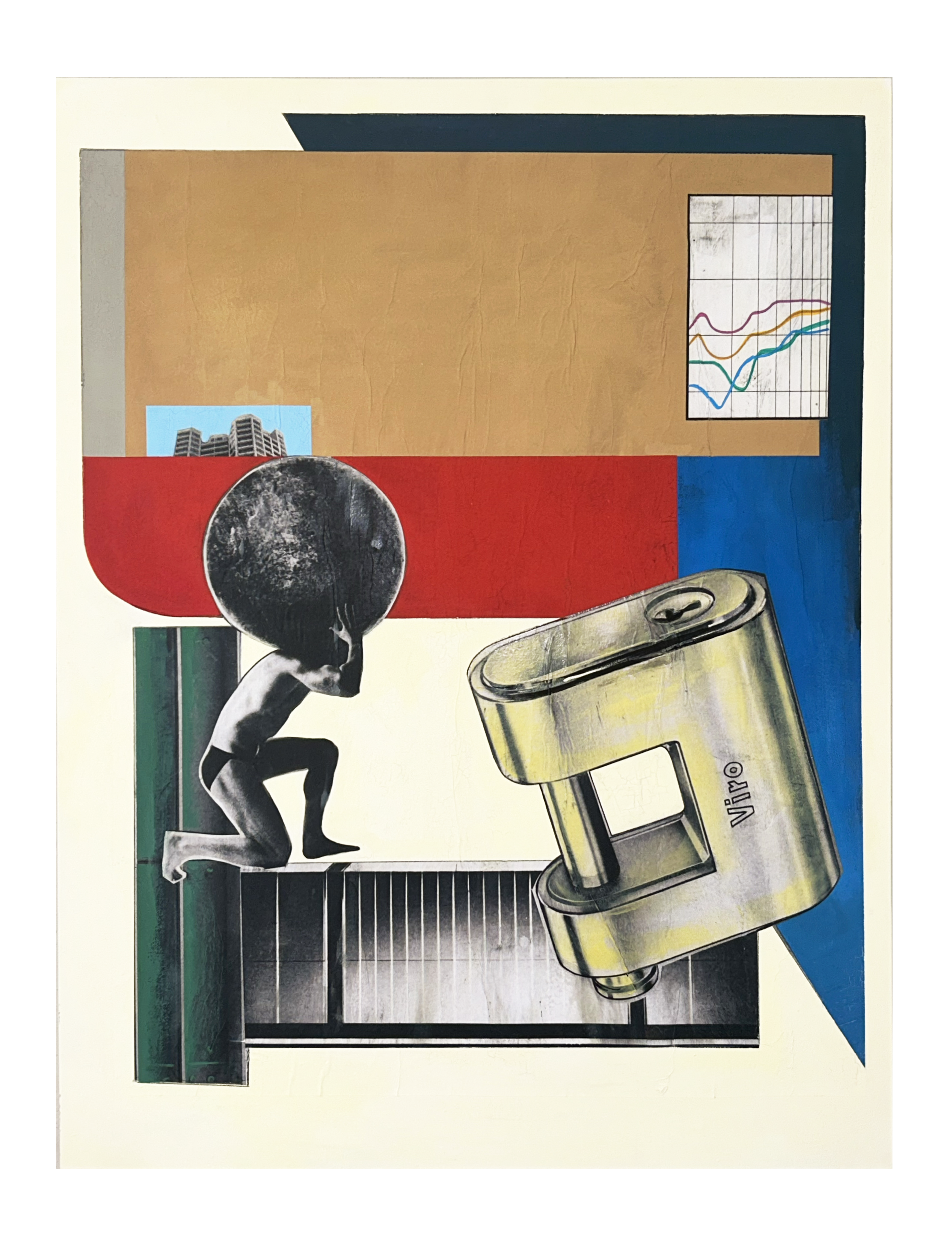 MONUMENT Collage, hand-cut found-image collage on wood panel, 9 × 12 inches.