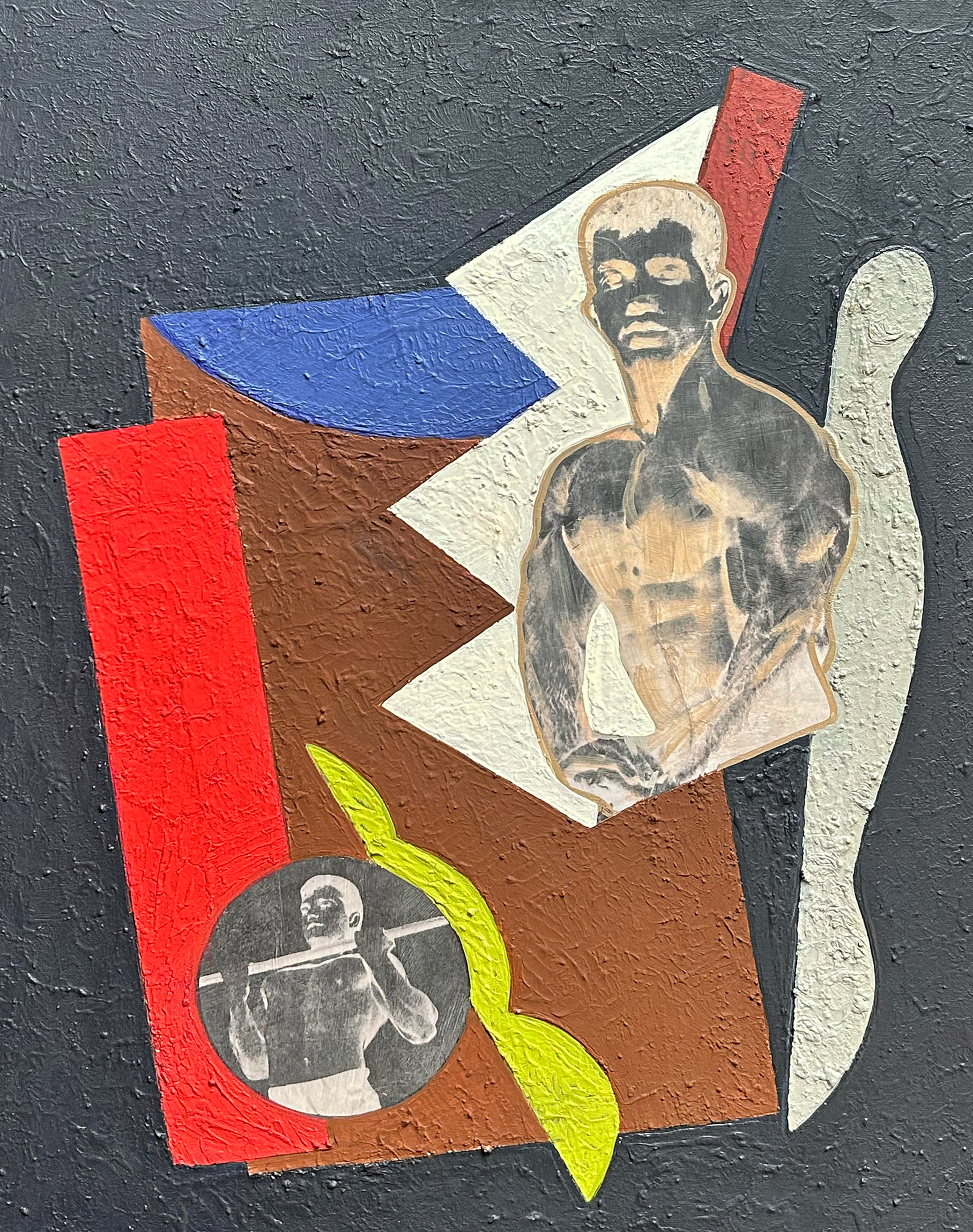 Untitled, 24"X18", water based glue, acrylics and plaster on canvas, 2025