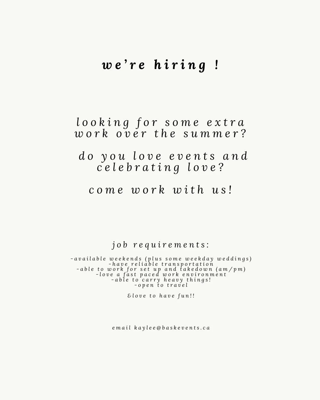 we&rsquo;re hiring day-of assistants!!