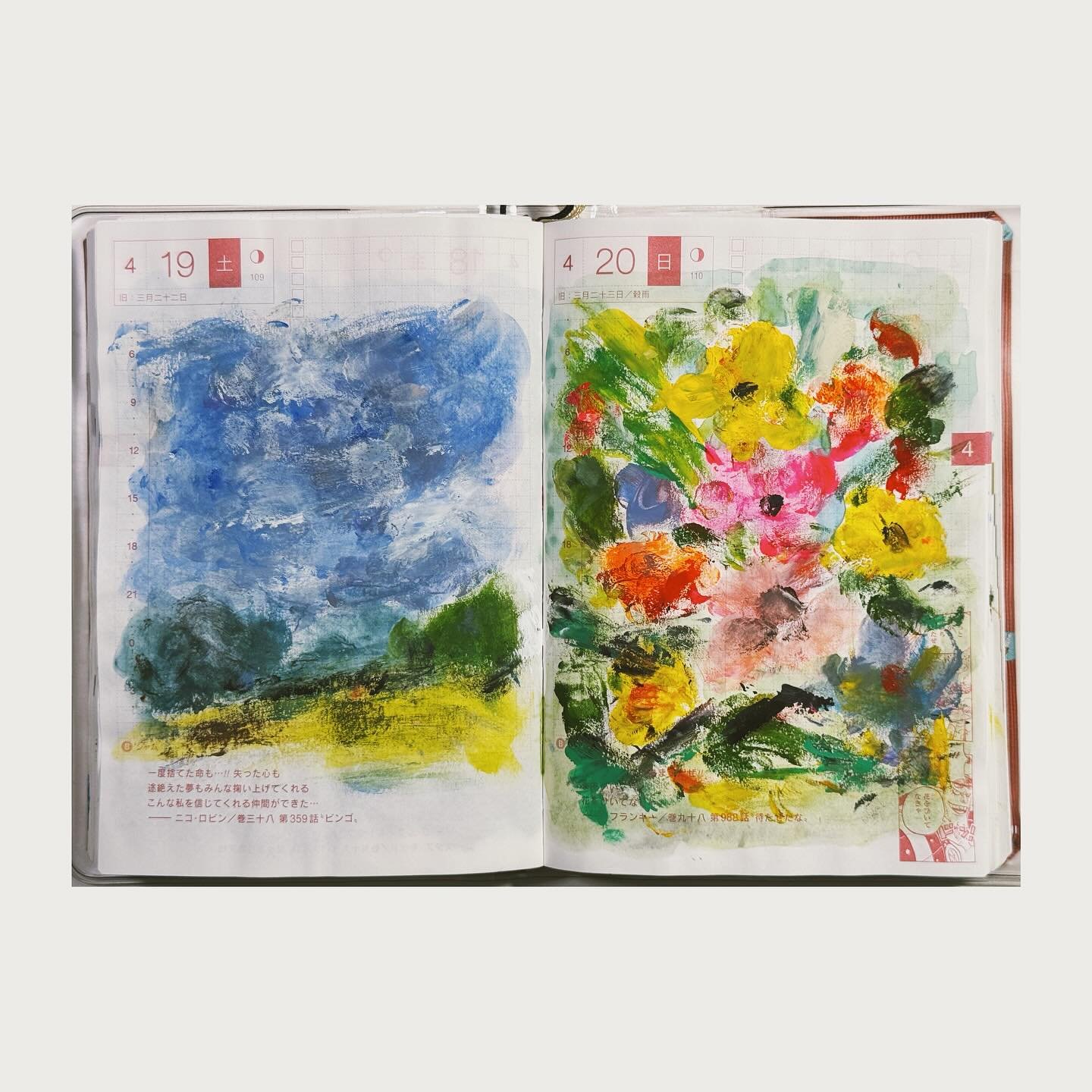 Week 16 in Hobonichi techo
#hobonichi #hobonichitecho #doodle #sketch #painting #sketchbook #mixedmedia #dailypainting