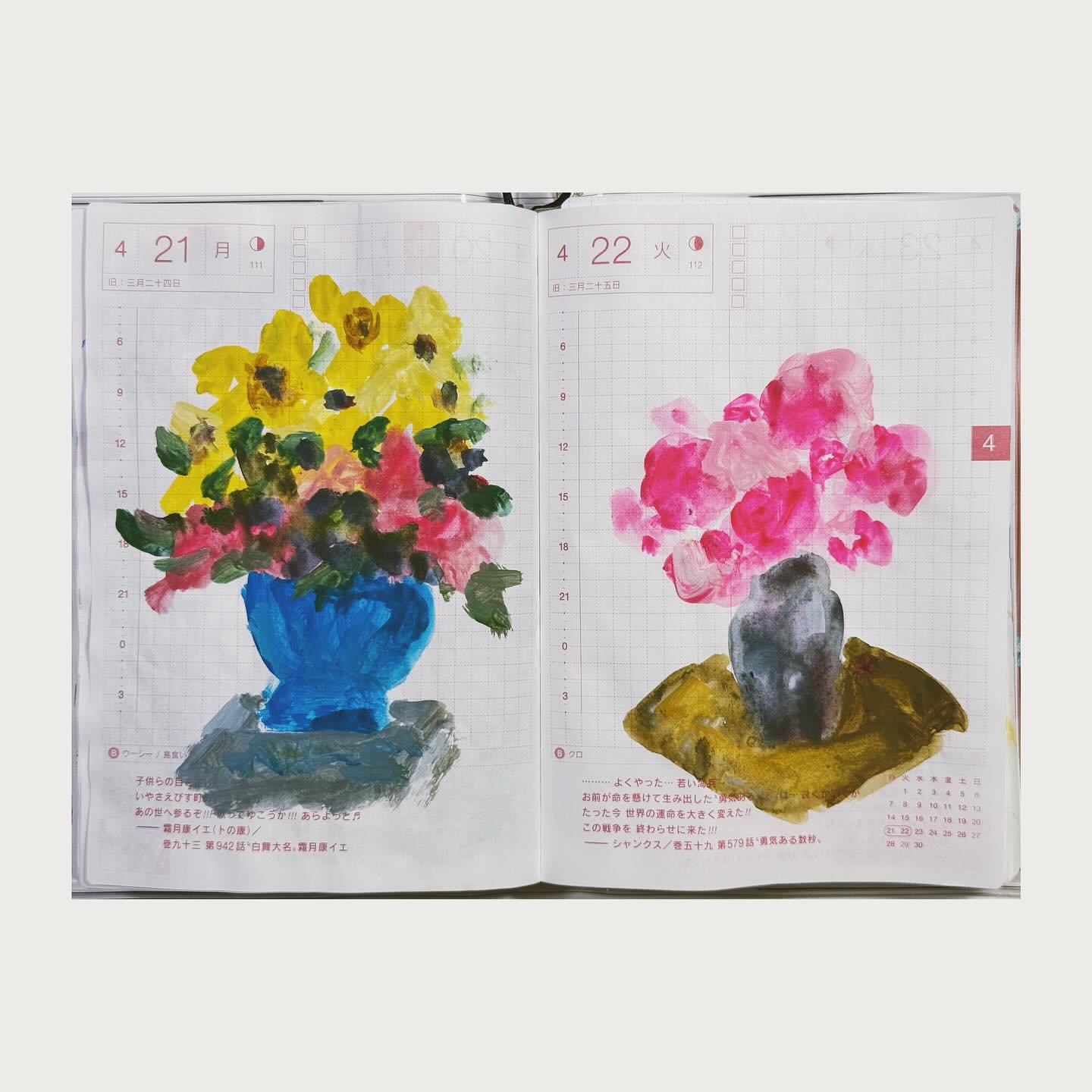 Week 17 in Hobonichi techo
#hobonichi #hobonichitecho #doodle #sketch #painting #sketchbook #mixedmedia #dailypainting