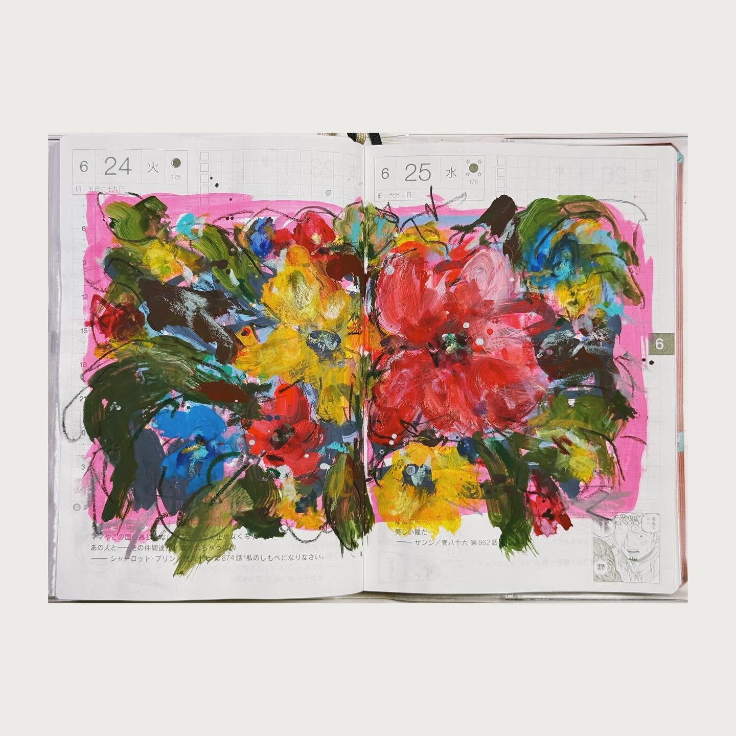 🖌️Week 26 in Hobonichi techo📔
#hobonichi #hobonichitecho #doodle #sketch #painting #sketchbook #mixedmedia #dailypainting