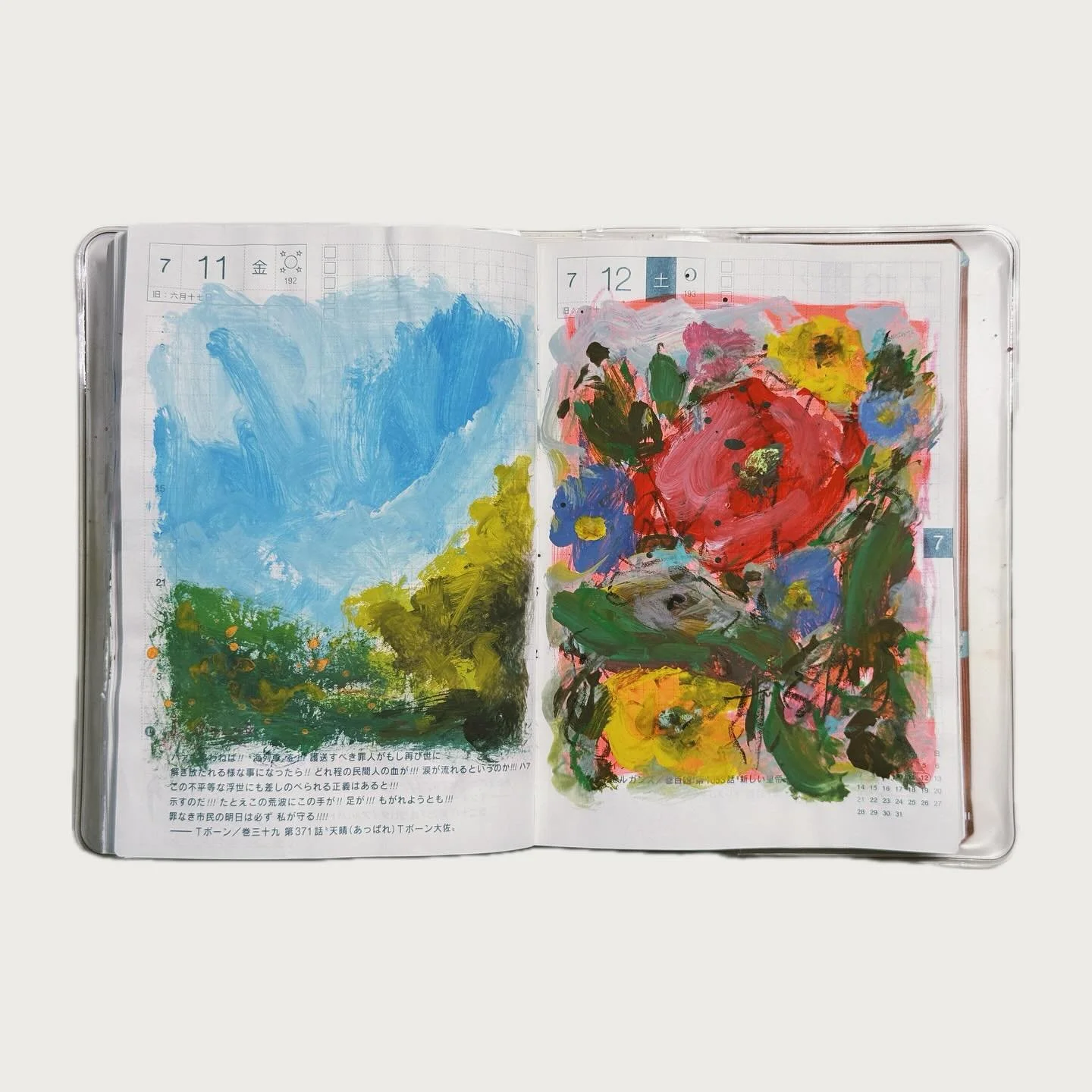 🖌️Week 28 in Hobonichi techo📔
#hobonichi #hobonichitecho #doodle #sketch #painting #sketchbook #mixedmedia #dailypainting