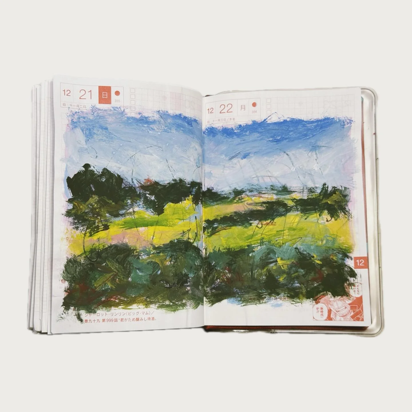 Finally, I&rsquo;ve completed this daily painting challenge in the Hobonich Techo for the entire year of 2025!!🎉👏

🖌️Week 52 &amp; 52.5 in Hobonichi techo📔

#hobonichi #hobonichitecho #painting #mixedmedia #dailypainting