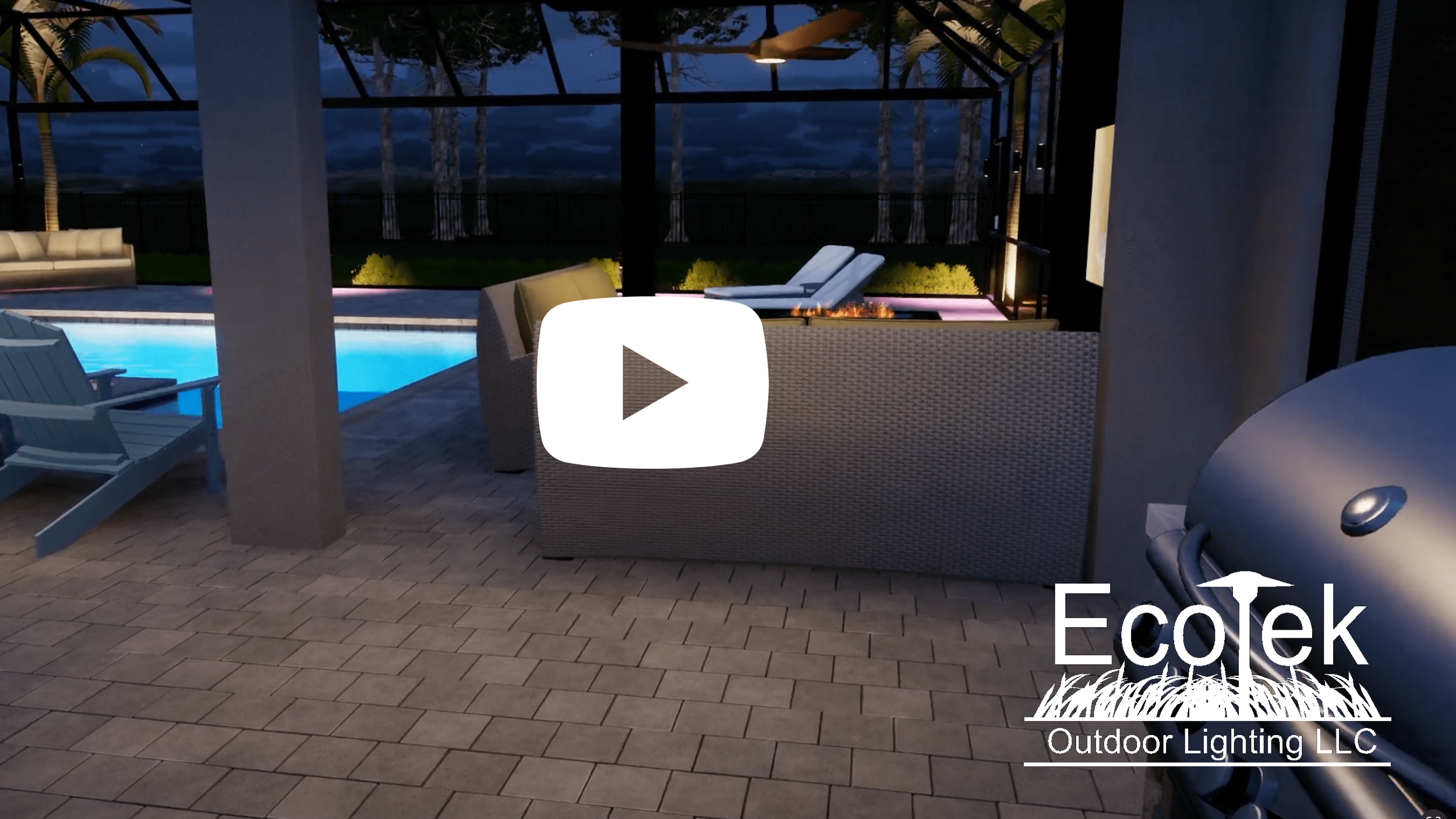 RGBW Color-Changing Sconce Lighting on a Winter Garden Screened Enclosure