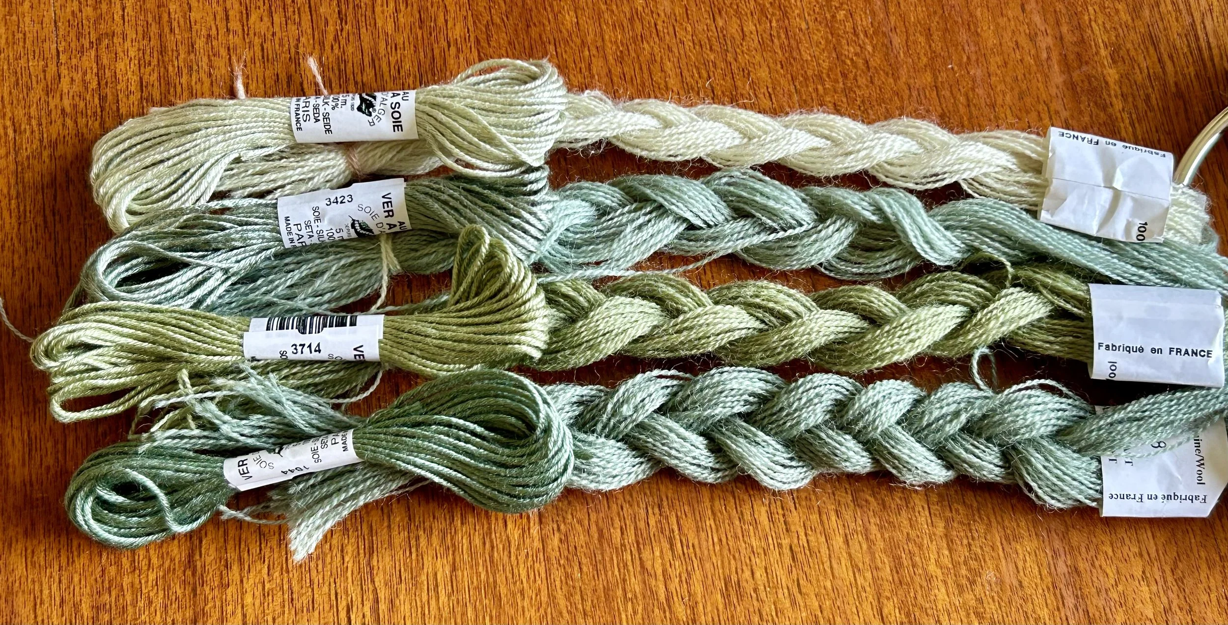 Matching colours in wool and silk threads.