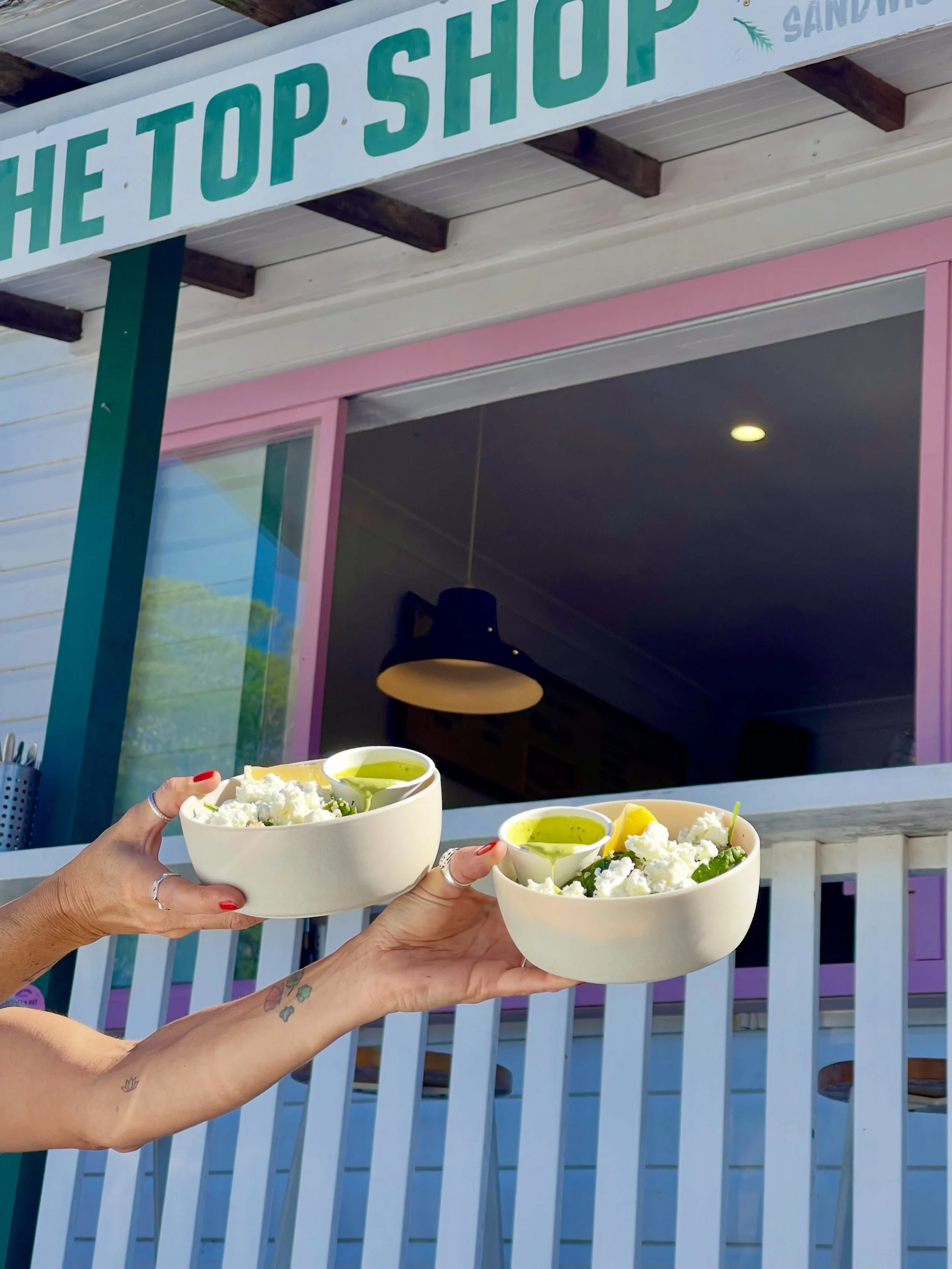 Meet the Top Shop Salad🥗💚
White beans, peas, cucumber, goat cheese and Green Goddess dressing. 
Fresh, simple and seriously good!

Want a little extra? Add spicy or grilled chicken, grilled halloumi, steak or fried eggs✨

#topshopbyronbay #salad #h