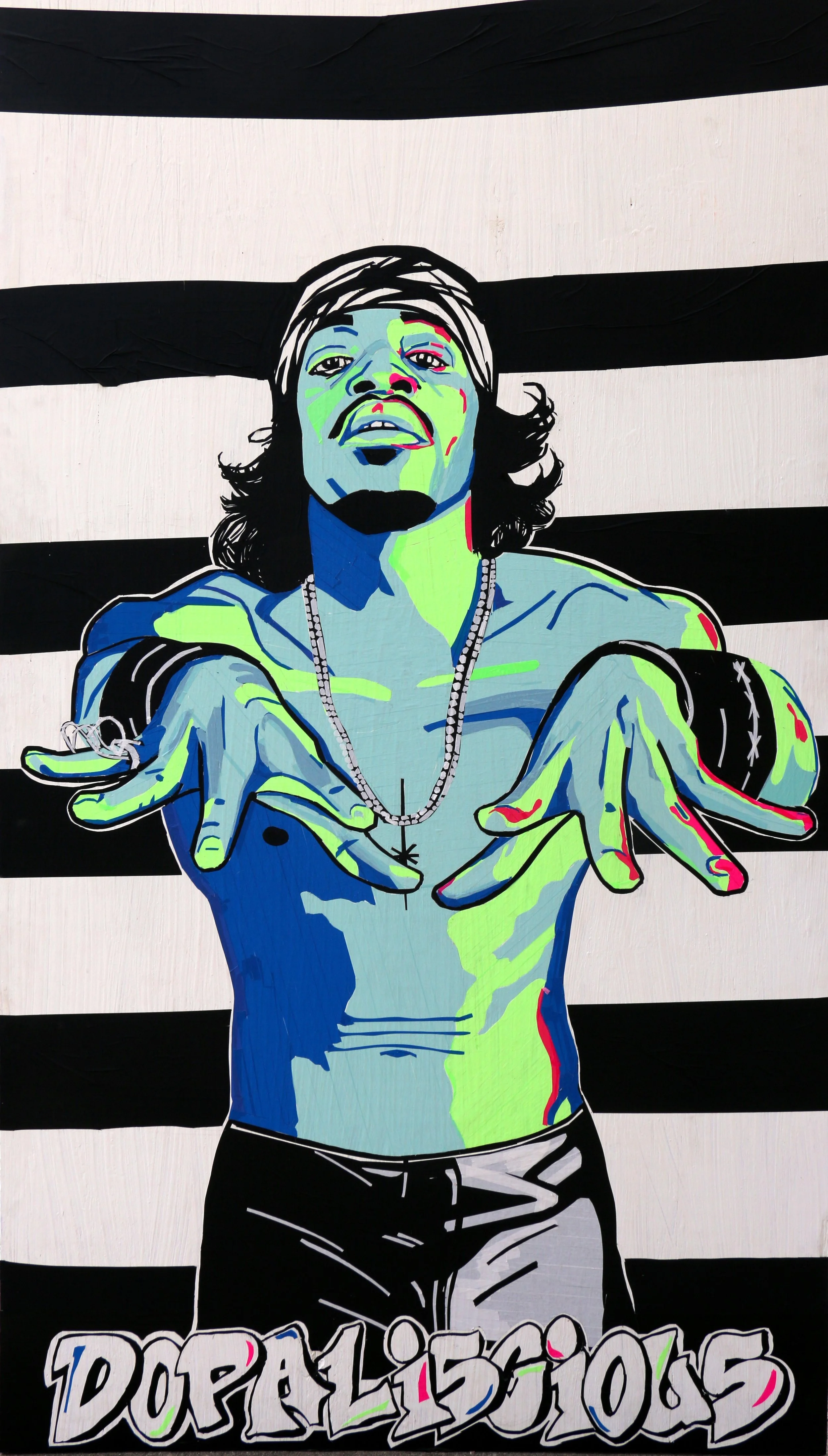 André 3000, 8ft x 4ft. On plywood