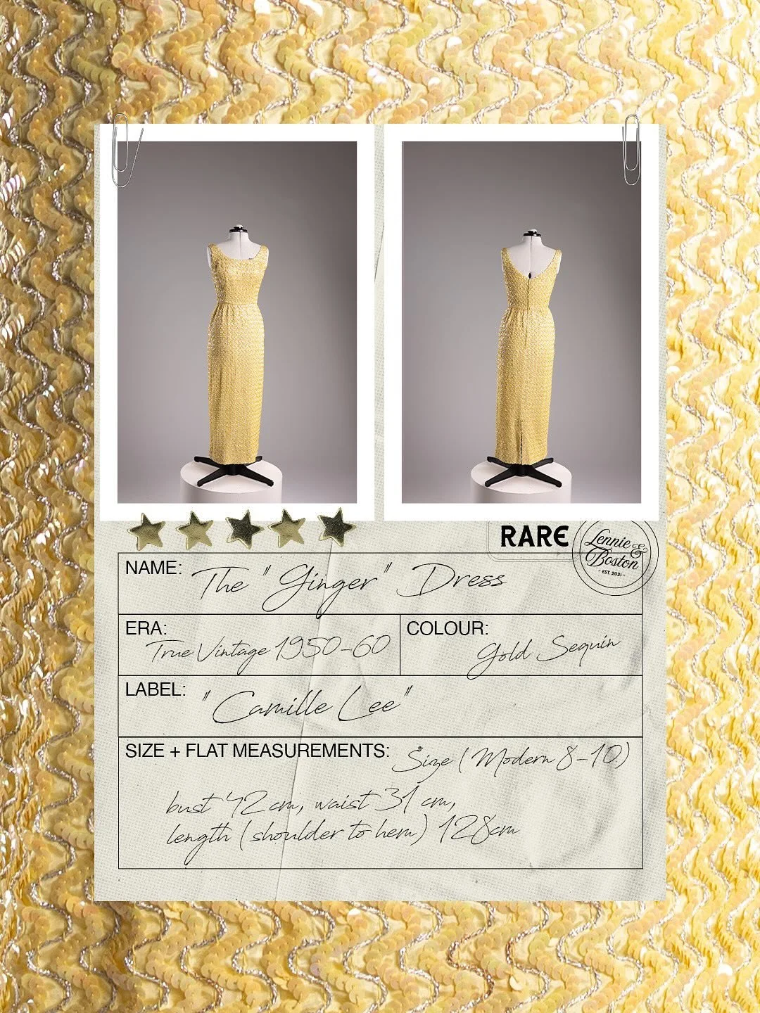 The Ginger Dress, a rare 1950/60s golden sequin treasure ✨ Pieces like this don’t come along often. A true showstopper, sparkling with history and ready to shine again. This rare beauty and more will be available in our online store - coming so