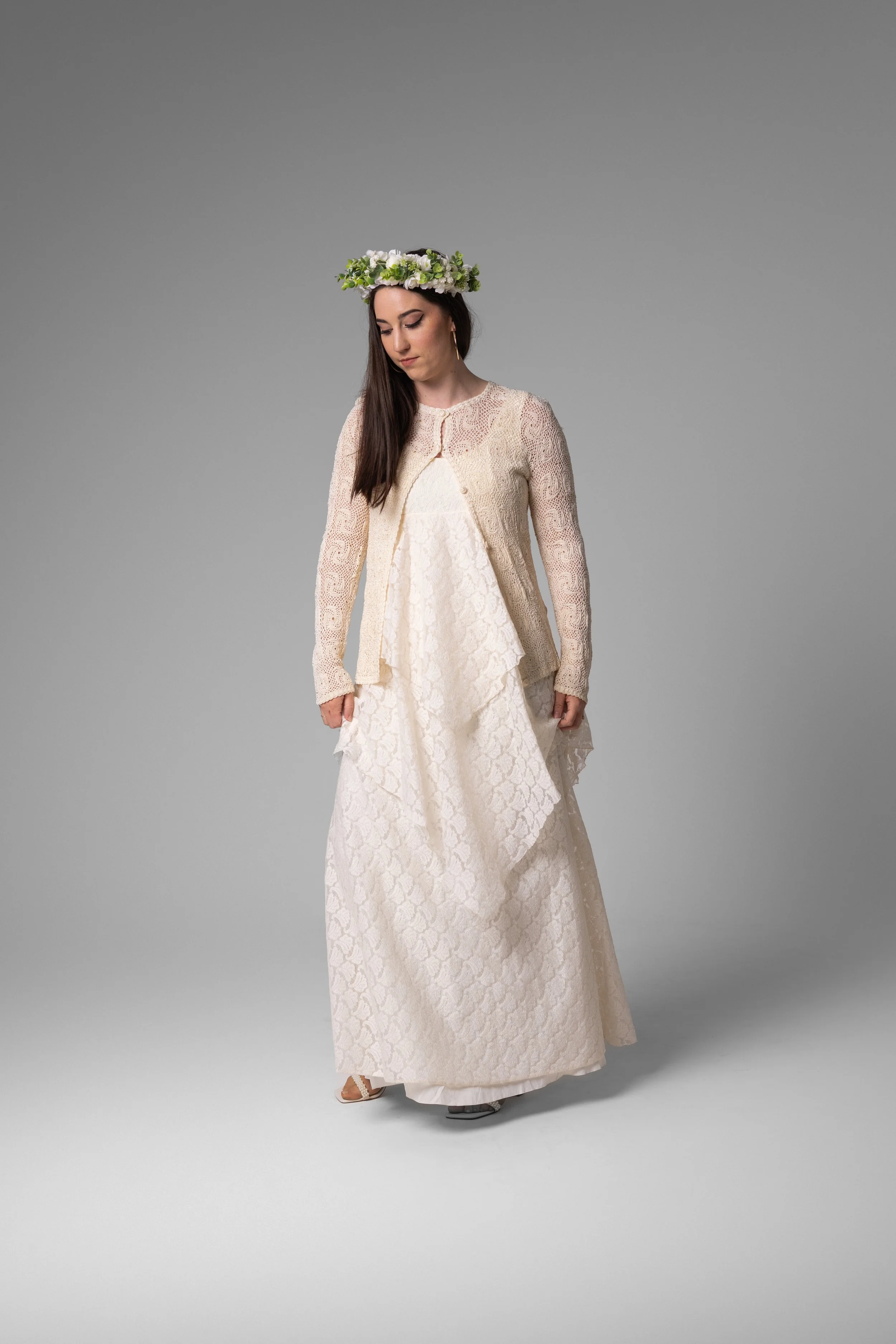 1970 "Ellis" Bohemian Handkerchief Wedding Dress