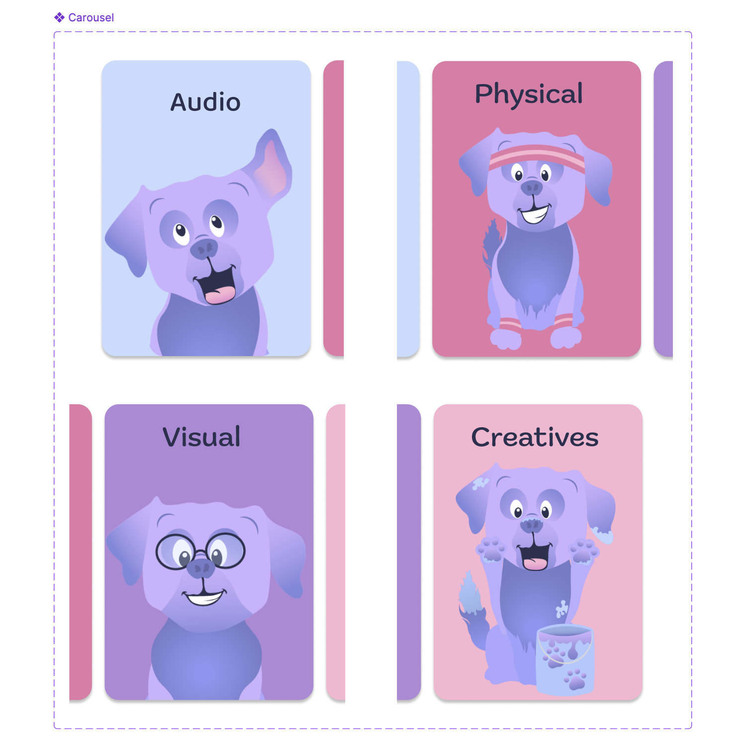 The prototyping of the categories carousel that is displayed on the home screen of the app.