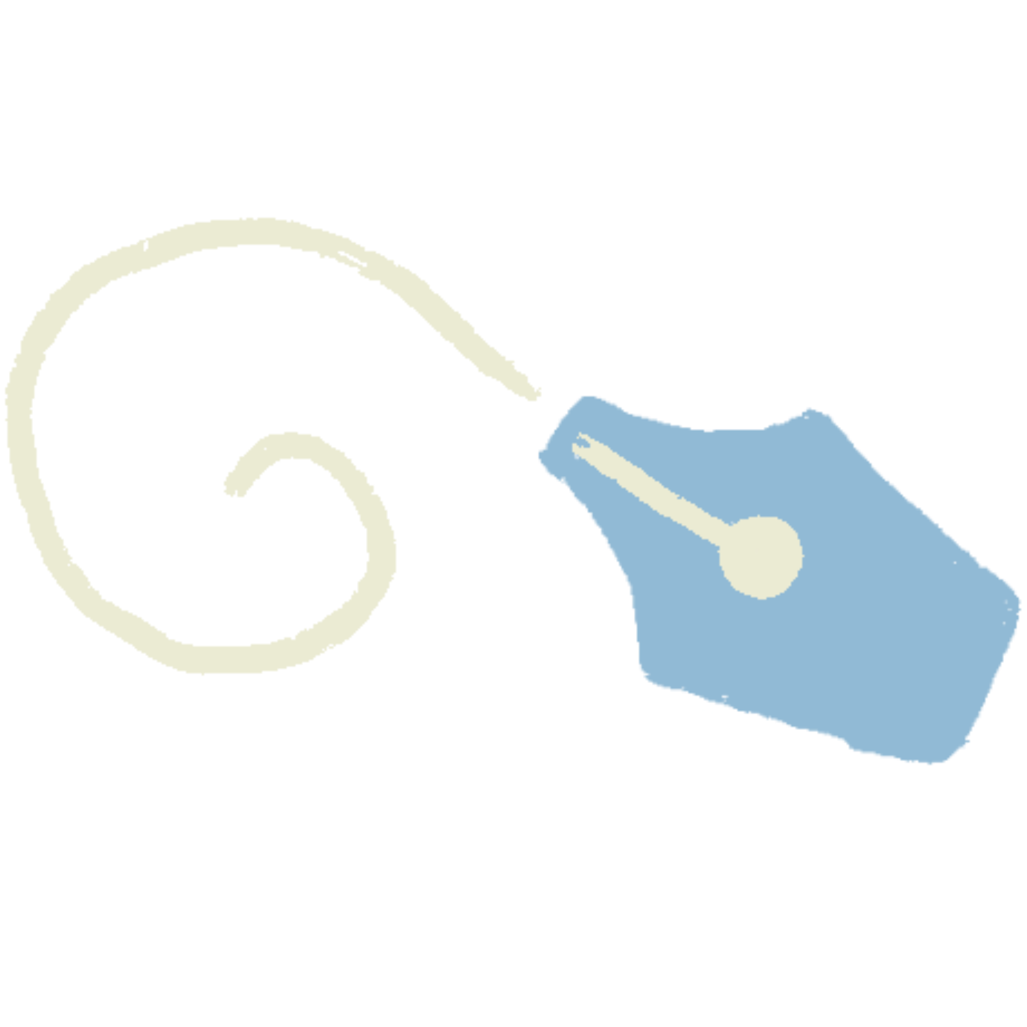 Blue and White Doodled Fountain Pen