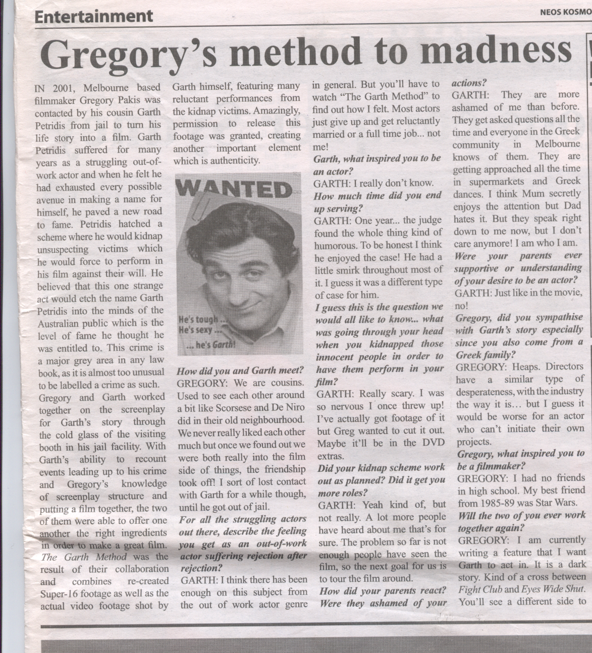 THE GARTH METHOD PUBLICITY NEOS KOSMOS