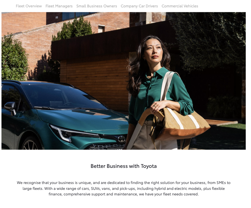 Toyota web copy