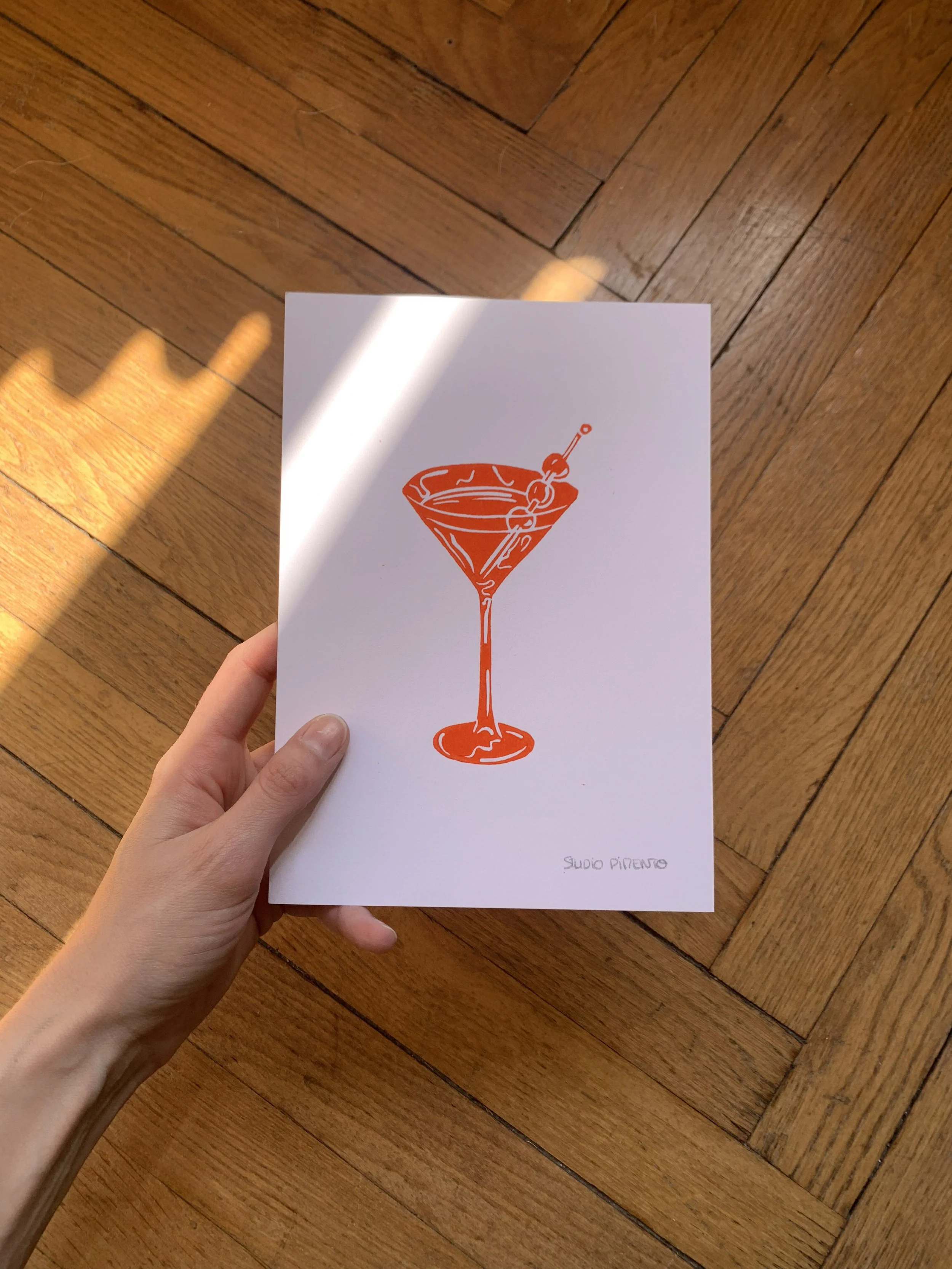 Linogravure Cocktail Martini