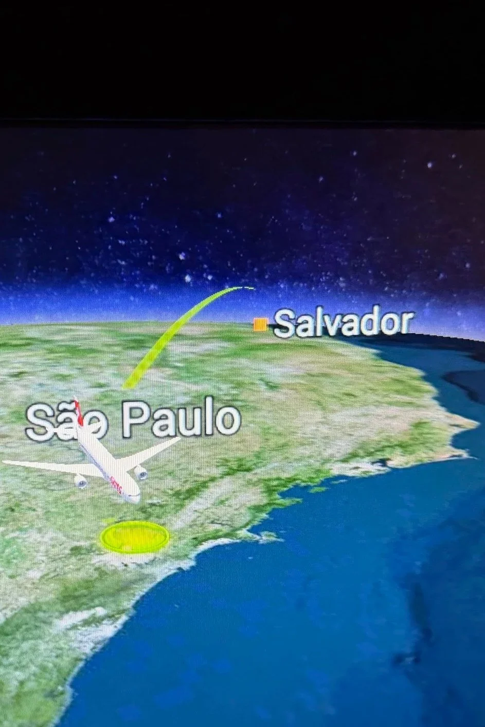 Arrival at São Paulo on airplane's info screen