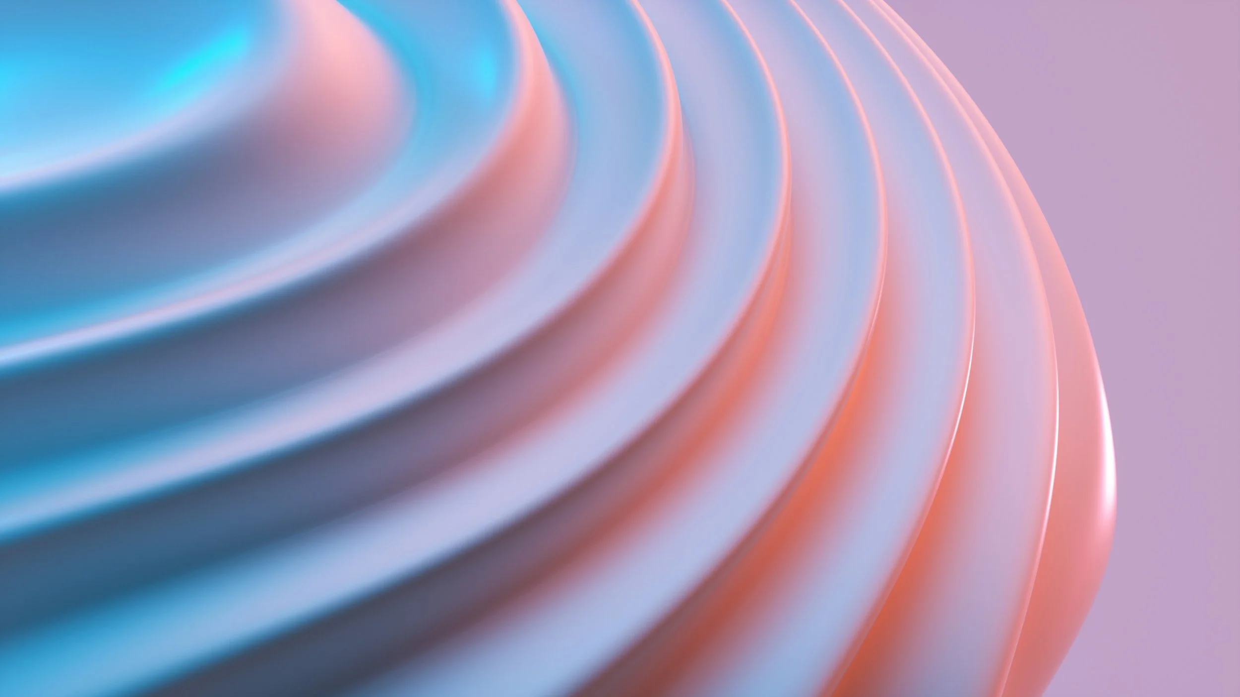 Close-up of a pastel-colored, spiral-shaped abstract design with smooth, curved lines in shades of blue, pink, and purple.