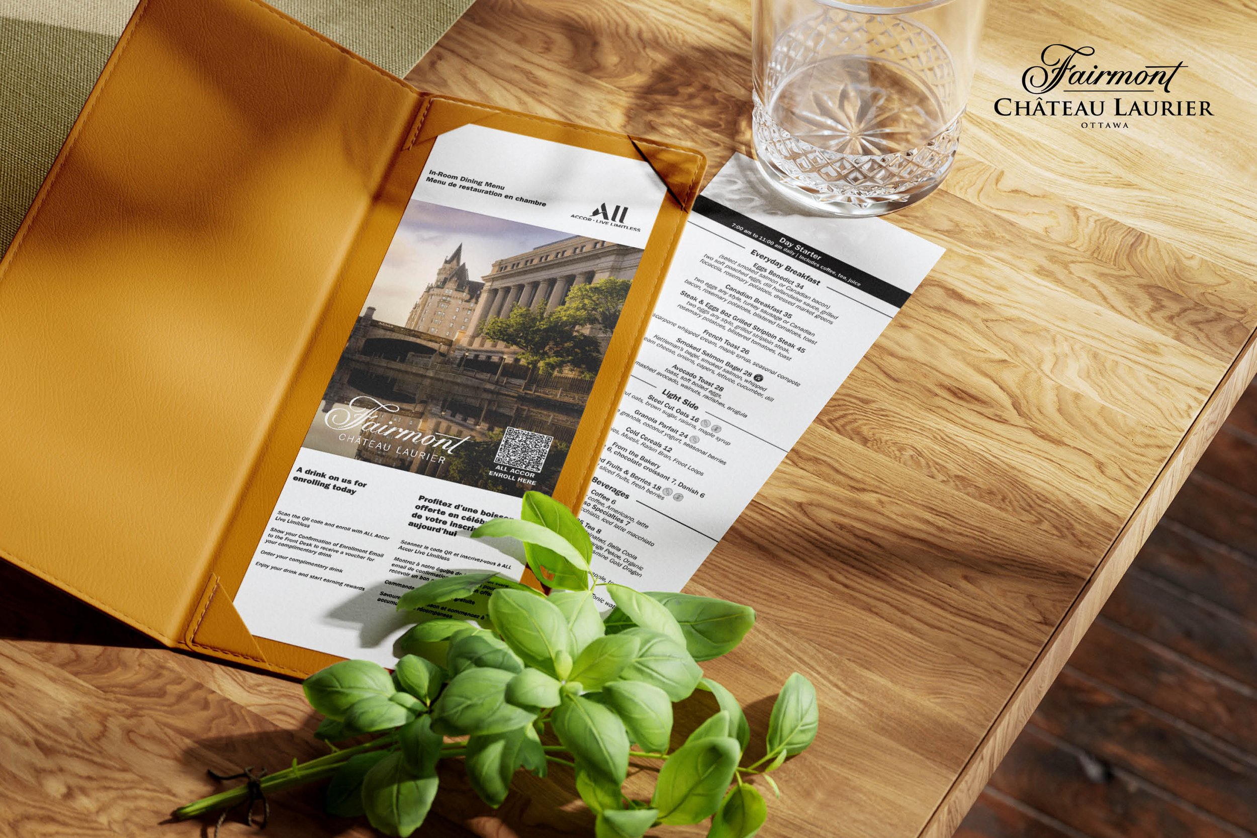 In-Room Dining Menu Design | Fairmont Château Laurier