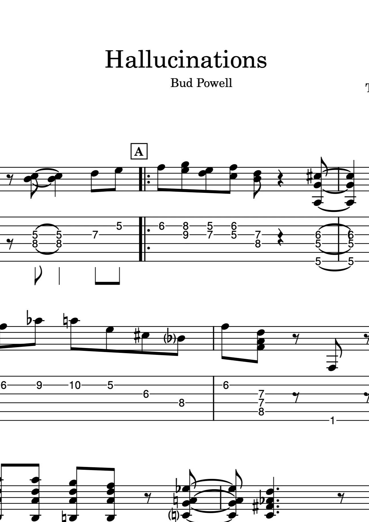 Hallucinations - Bud Powell (TAB/Notation)