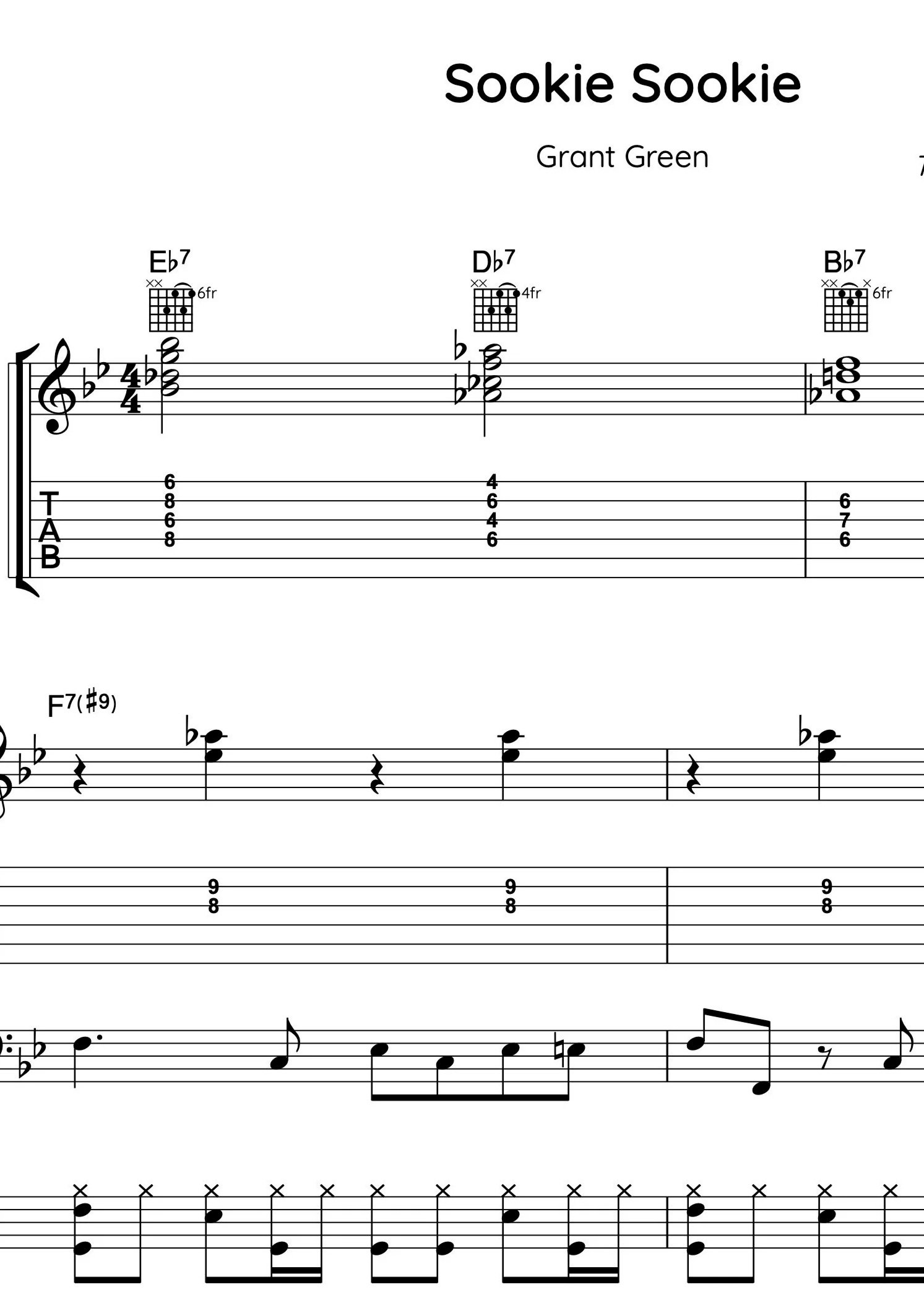 Sookie Sookie - Grant Green (TAB/ notation)