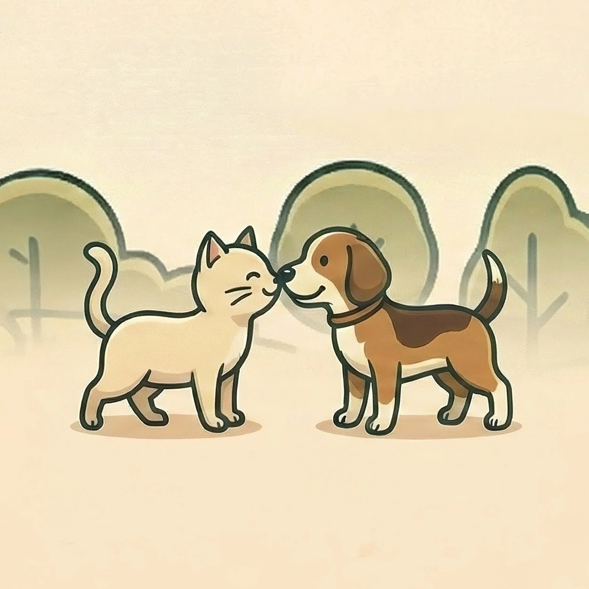 Twee golden retriever honden op een grasveld met zonsondergang op de achtergrond.