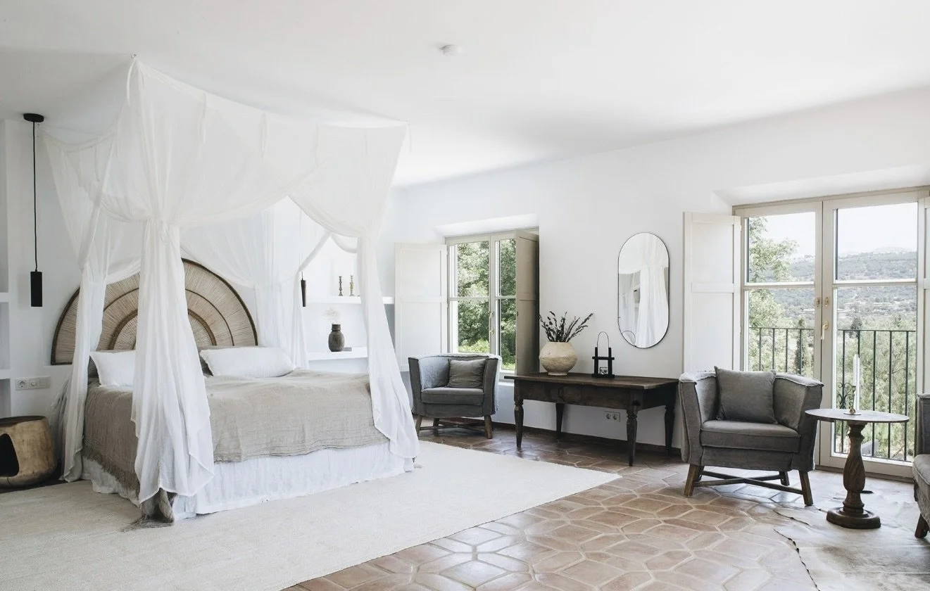 Master bedroom at Finca La Marquesa, a peaceful and elegant holiday home near Ronda in Andalusia
