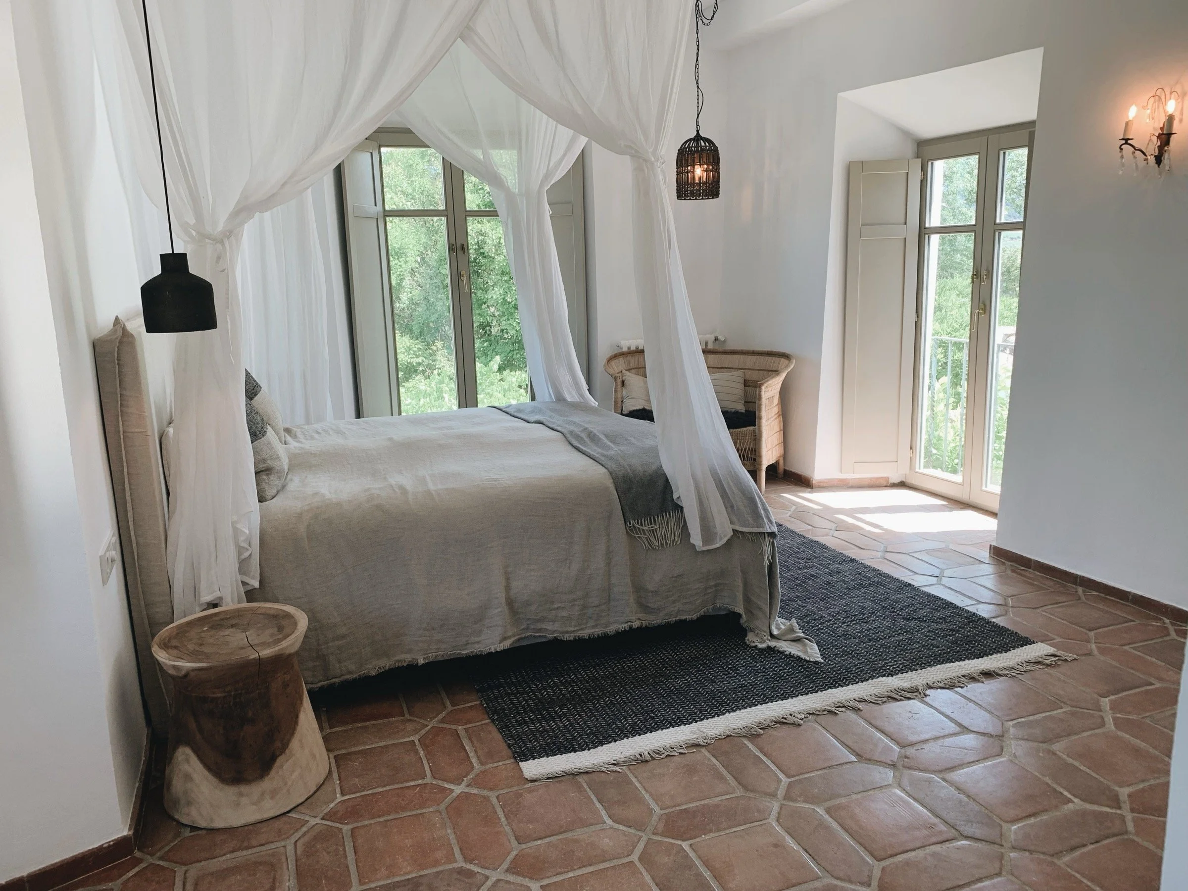 Bright and inviting bedroom at Finca La Marquesa in the Andalusian countryside