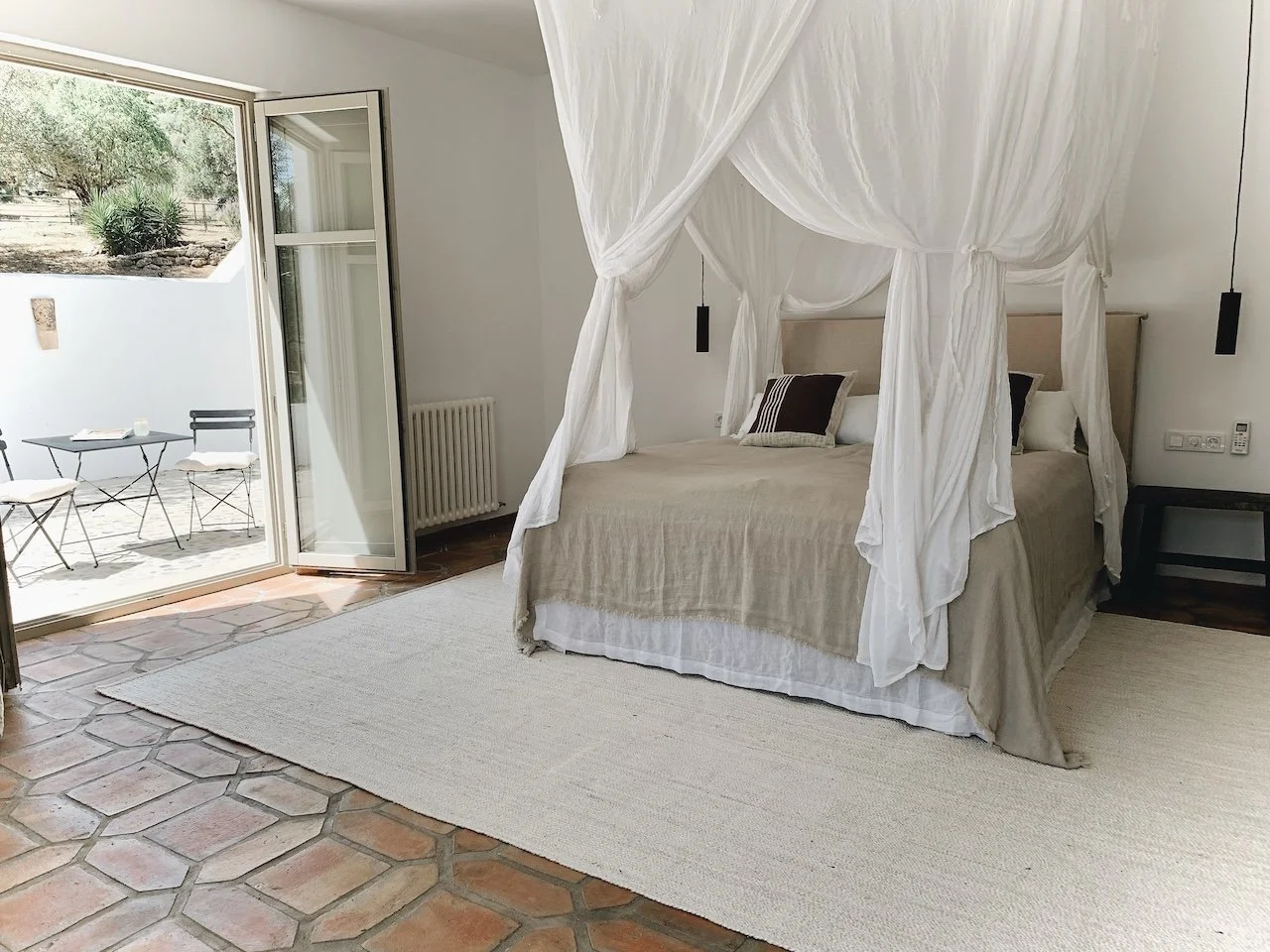 Stylish bedroom at Finca La Marquesa, elegant holiday home near Ronda