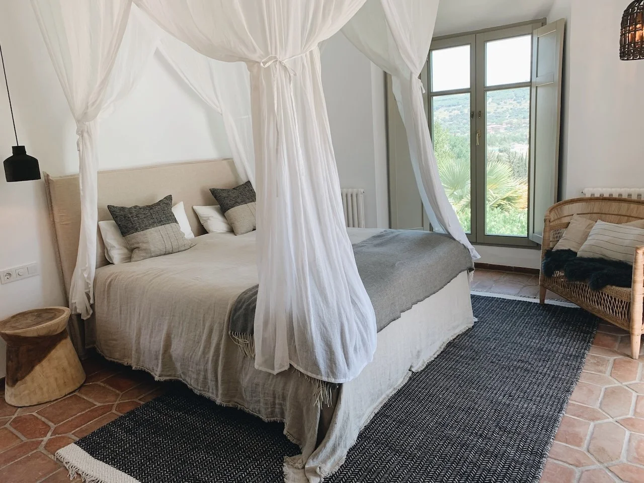 Rustic bedroom at Finca La Marquesa, traditional finca near Ronda in Andalusia