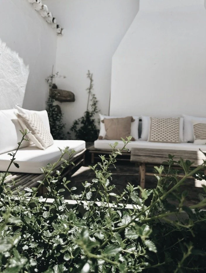 Private courtyard with outdoor sofas at Finca La Marquesa, luxury finca in Ronda