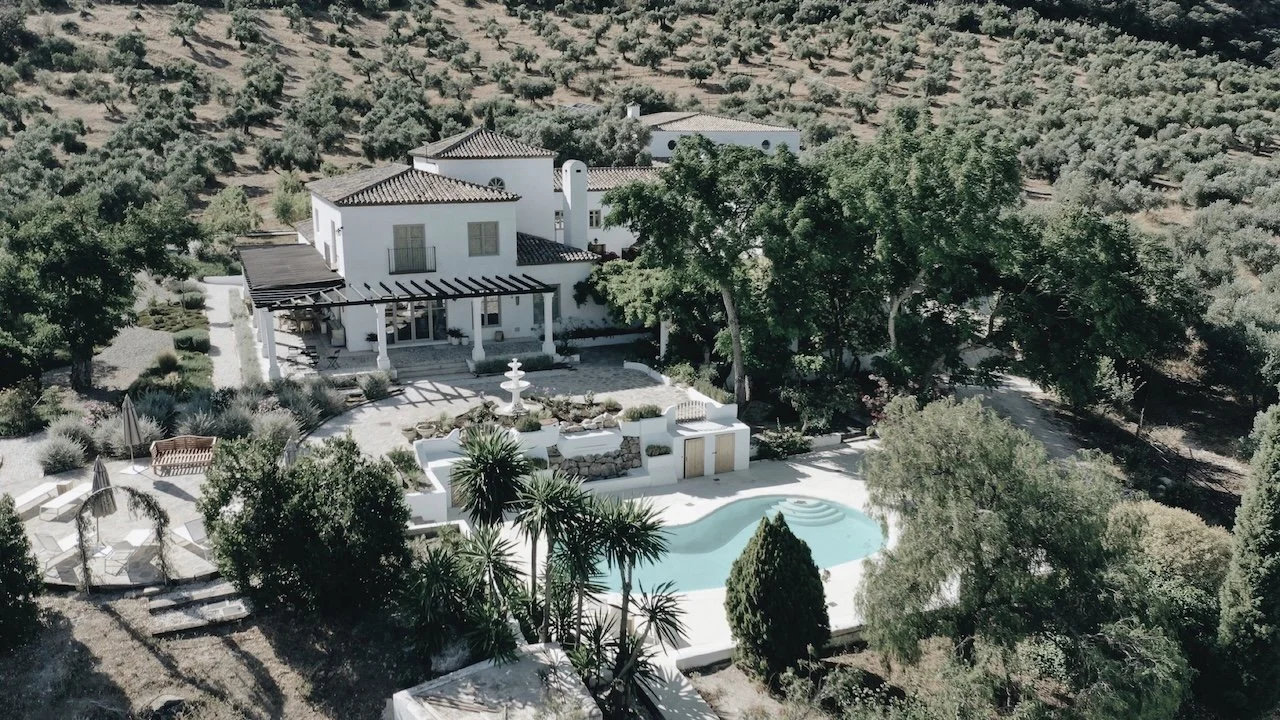 Aerial view of Finca La Marquesa with open landscapes and nature near Ronda