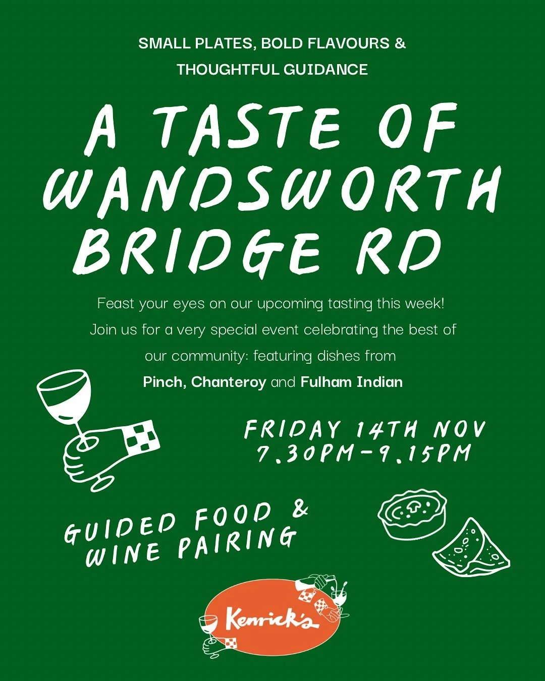 We&rsquo;ve been brewing up something special! A highlight of our Autumn tasting series, we&rsquo;re joining forces with three of our favourite Wandsworth Bridge Road restaurants to bring you this curated tasting experience 🍷🥖

📍Kenrick&rsquo;s Fu