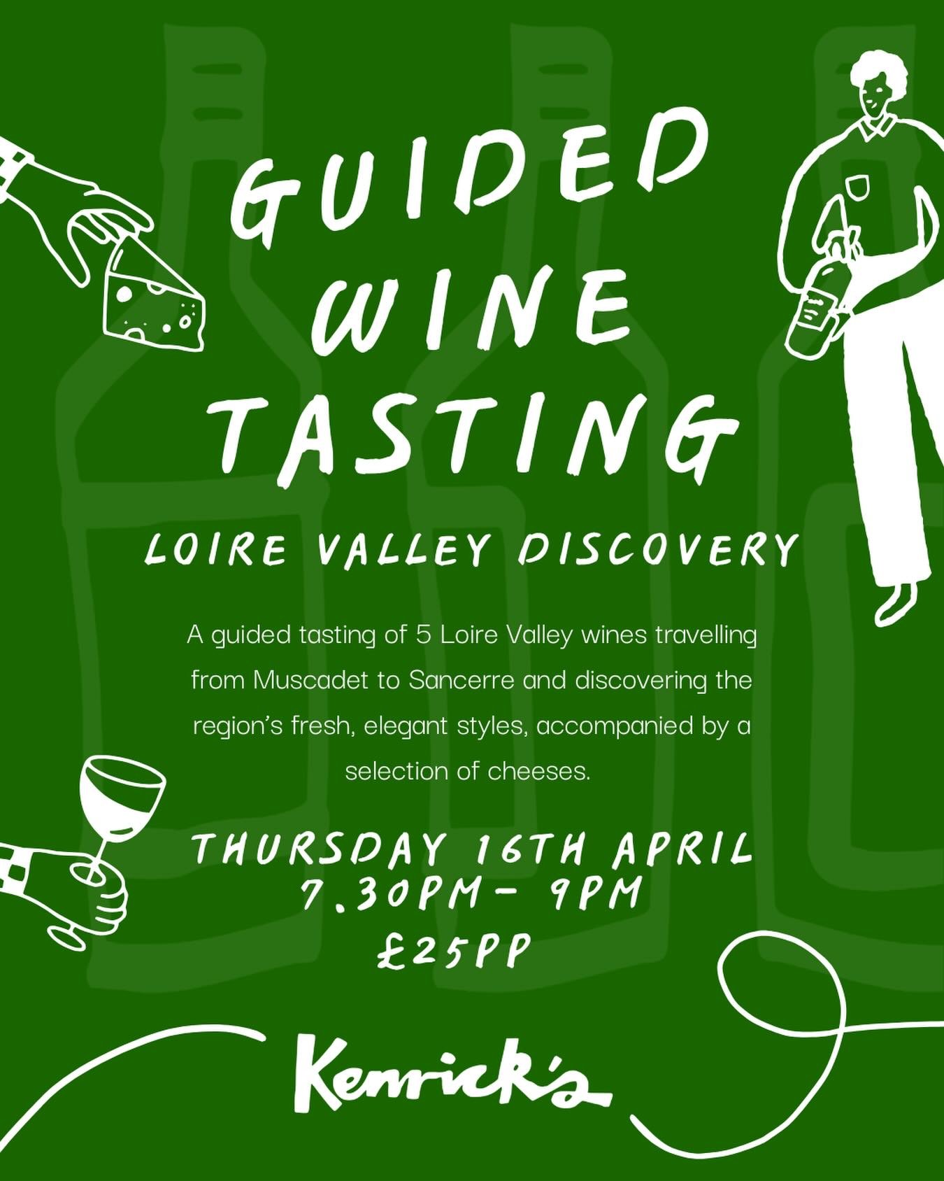 Join us tomorrow night for a guided tasting of five gorgeous Loire Valley wines! Spaces limited - book via the link in our bio 🥂

📍Kenrick&rsquo;s Fulham
⏰ Thursday 16th April, 7.30pm-9pm
💰&pound;25pp