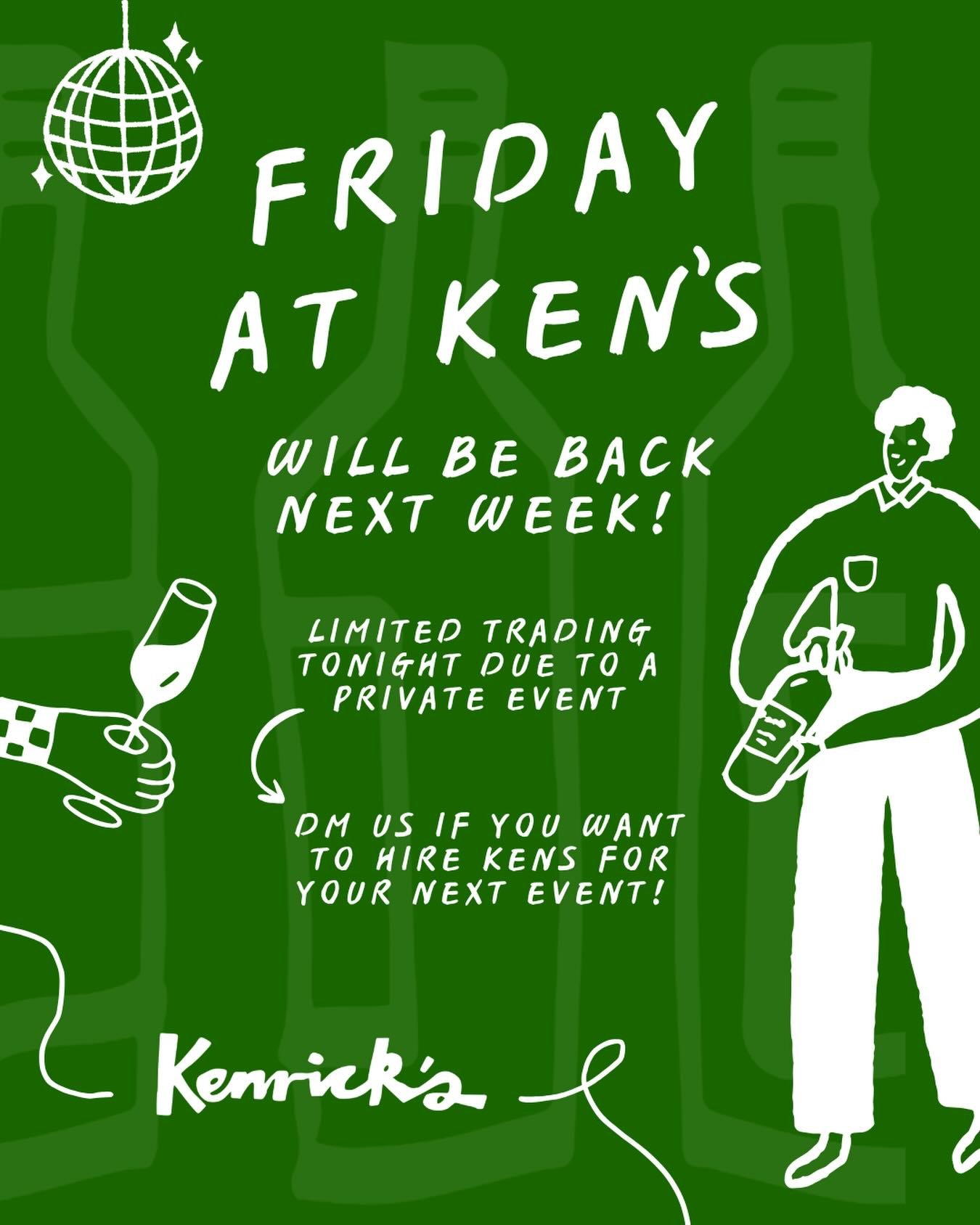 Come join us next week for Tasty Tuesday and/or Friday&rsquo;s at Kens! 

Dm us for rates to hire our blue room or the whole shop for your next event 🪩