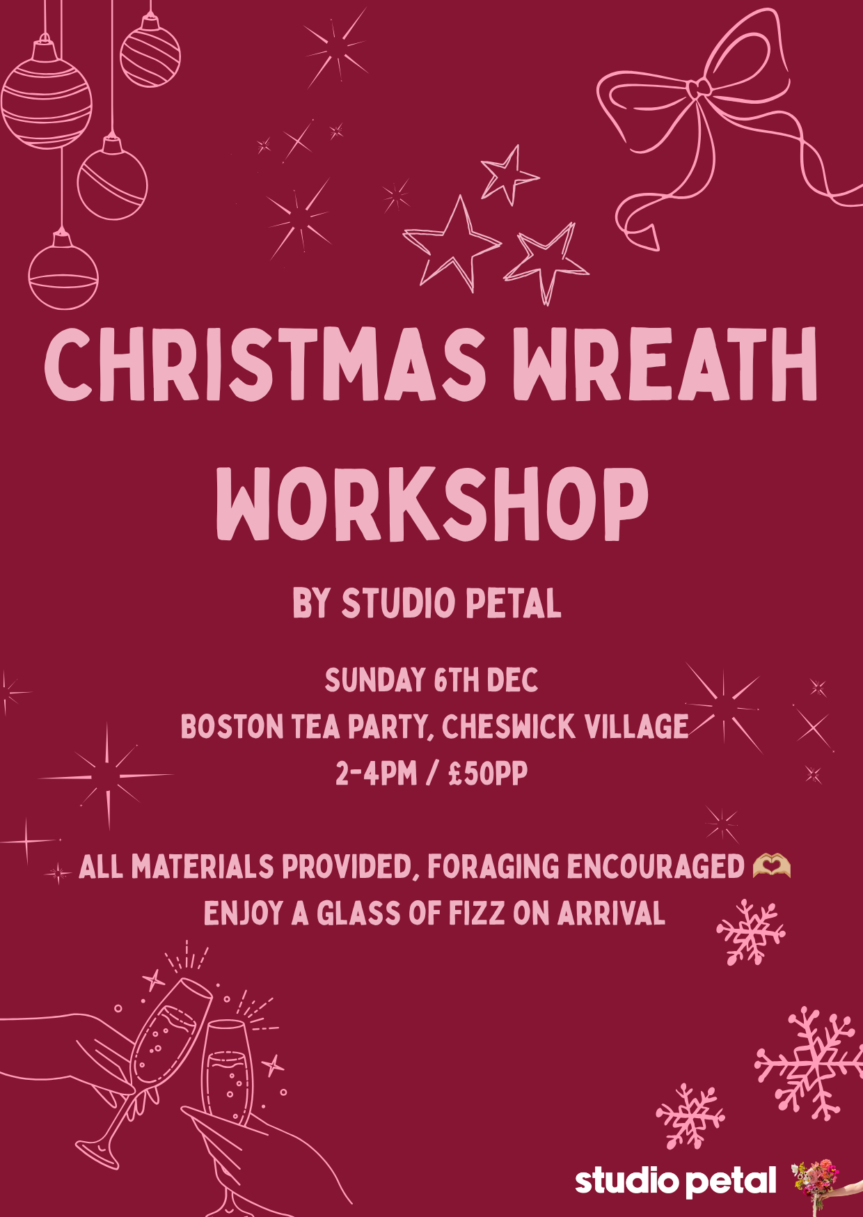 Xmas Wreath Workshop 6th Dec @ Boston Tea Party, Cheswick Village