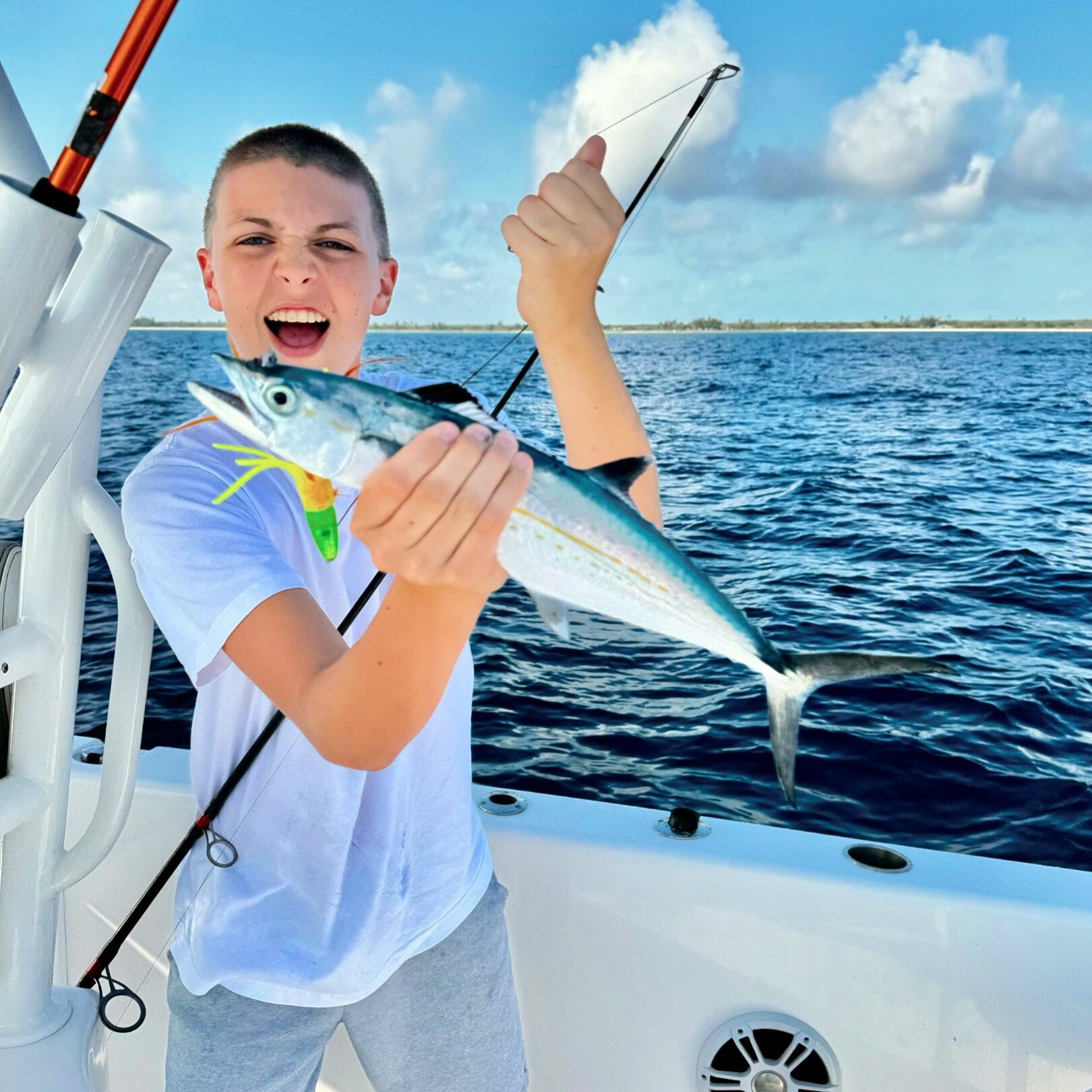 Tight lines with Linc! 🎣 #TeachABoyToFish #Bahamas #Fishing