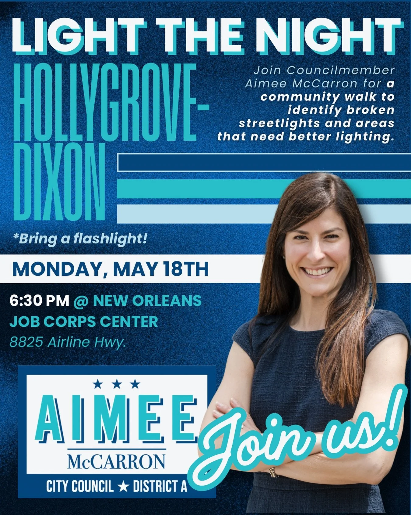 We&rsquo;re back on this Monday, Hollygrove-Dixon! Join us on 5/18 at 6:30 PM for 🔦 Light the Night, a community walk to identify broken streetlights and other infrastructure issues.

Addressing streetlight infrastructure across the city was a top p
