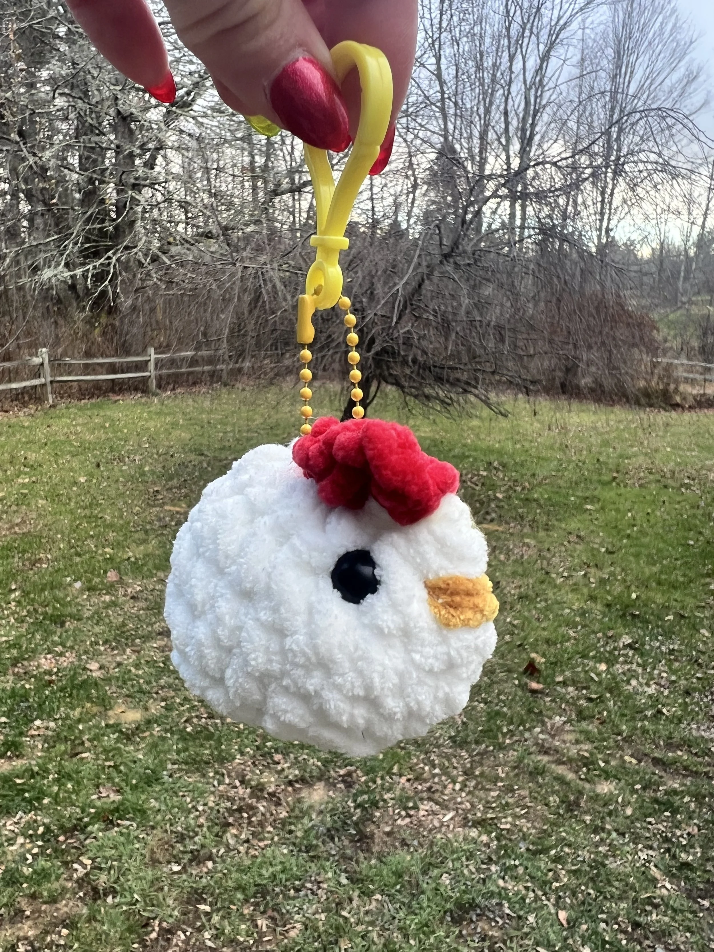 White Chicken Keychain