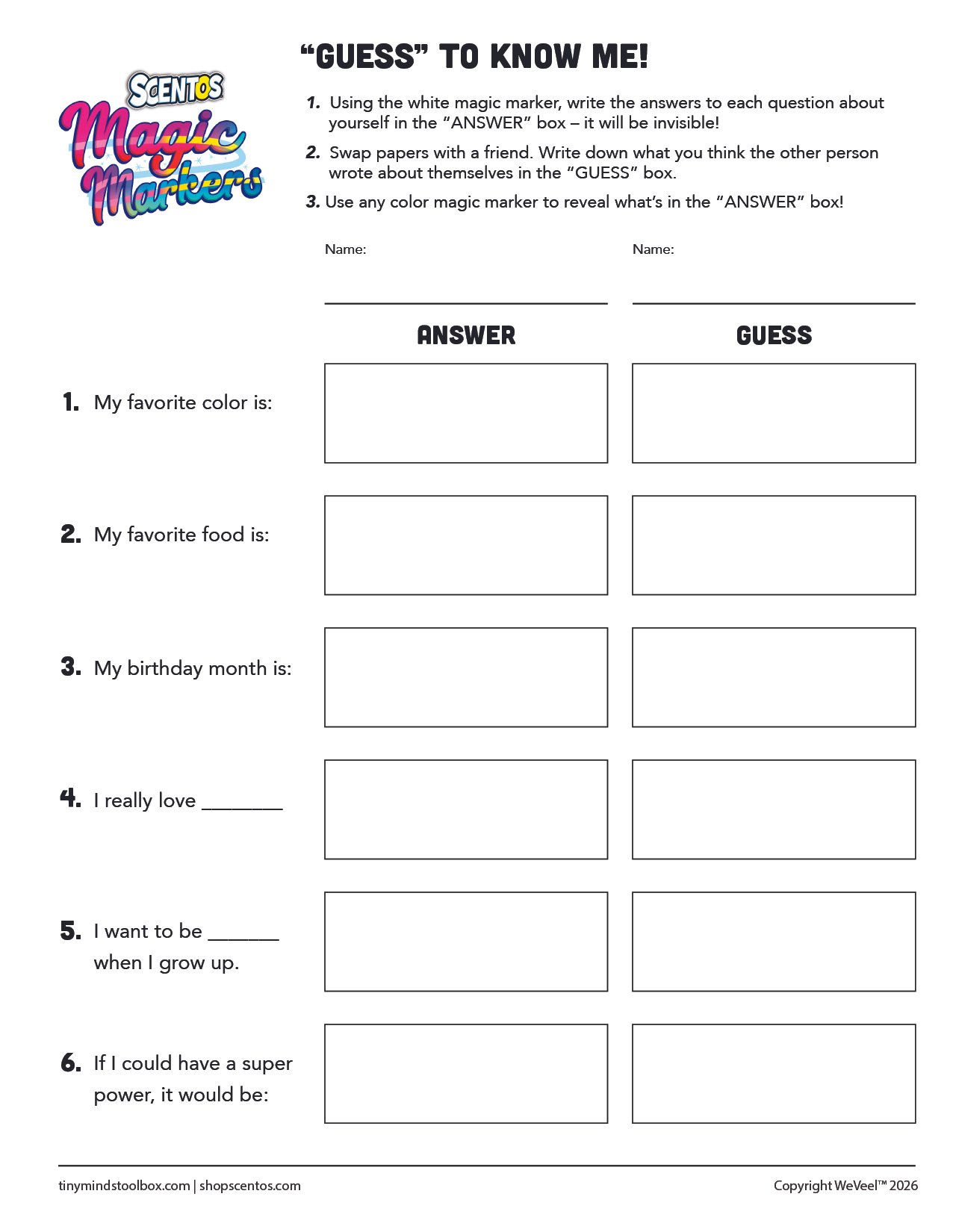 Magic Markers Activity