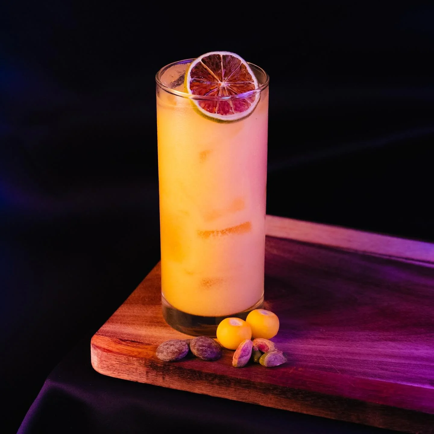 Palm &amp; Peak

&bull;A sun-warmed orchard meets Caribbean spice &mdash; nutty, bright, and decadently smooth&bull;

Appleton Signature Reserve Jamaican Rum | EOD Barrel-Rested Rum | Pistachio &amp; Nanche Orgeat | Lime | Chocolate &amp; Cardamom Bi