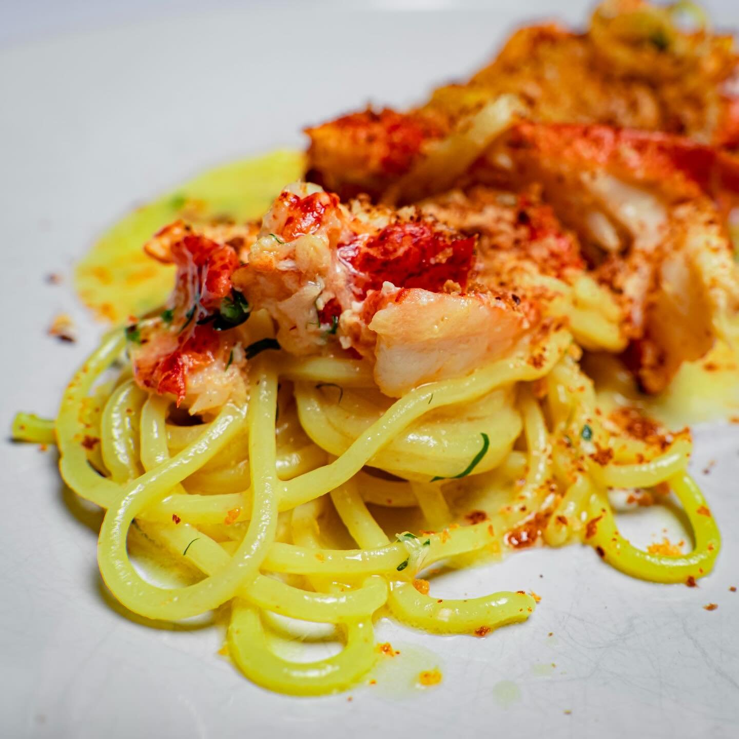 Saffron butter, lump lobster claw, bread crumbs and chitarra the color of the sun!
The perfect sunny day pasta is here to stay.
Come get full on a balcony and bask up this springtime weather!

📸 @billylogancreative 

#downtownILM #italianfood #wilmi