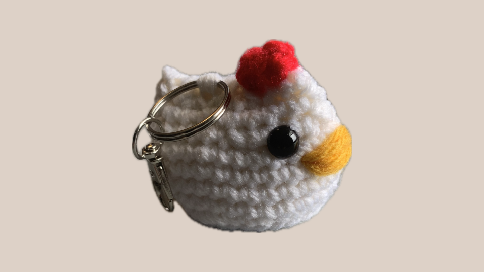 White Mini Chicken Keychains