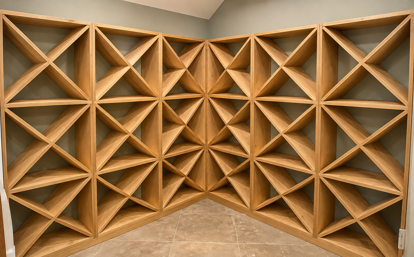 large cubed wine rack in solid birch plywood